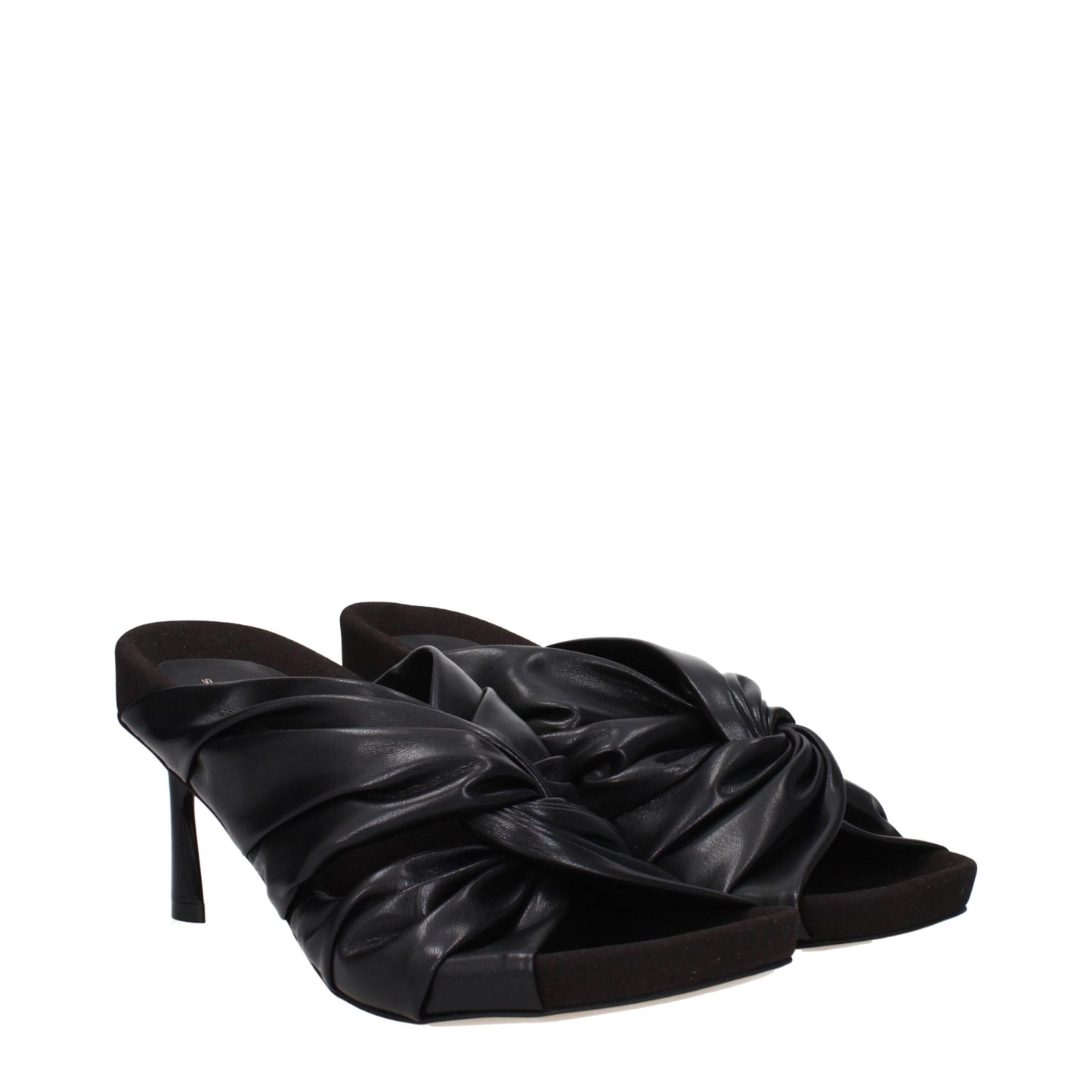 Mid-Heel Sandals by Stella McCartney for women in leather black features an architectural design from the Women's Leather Mid-Heel Sandals collection, defined by a architectural 7-cm-heel mid-heel and open toe style for a architectural finish.