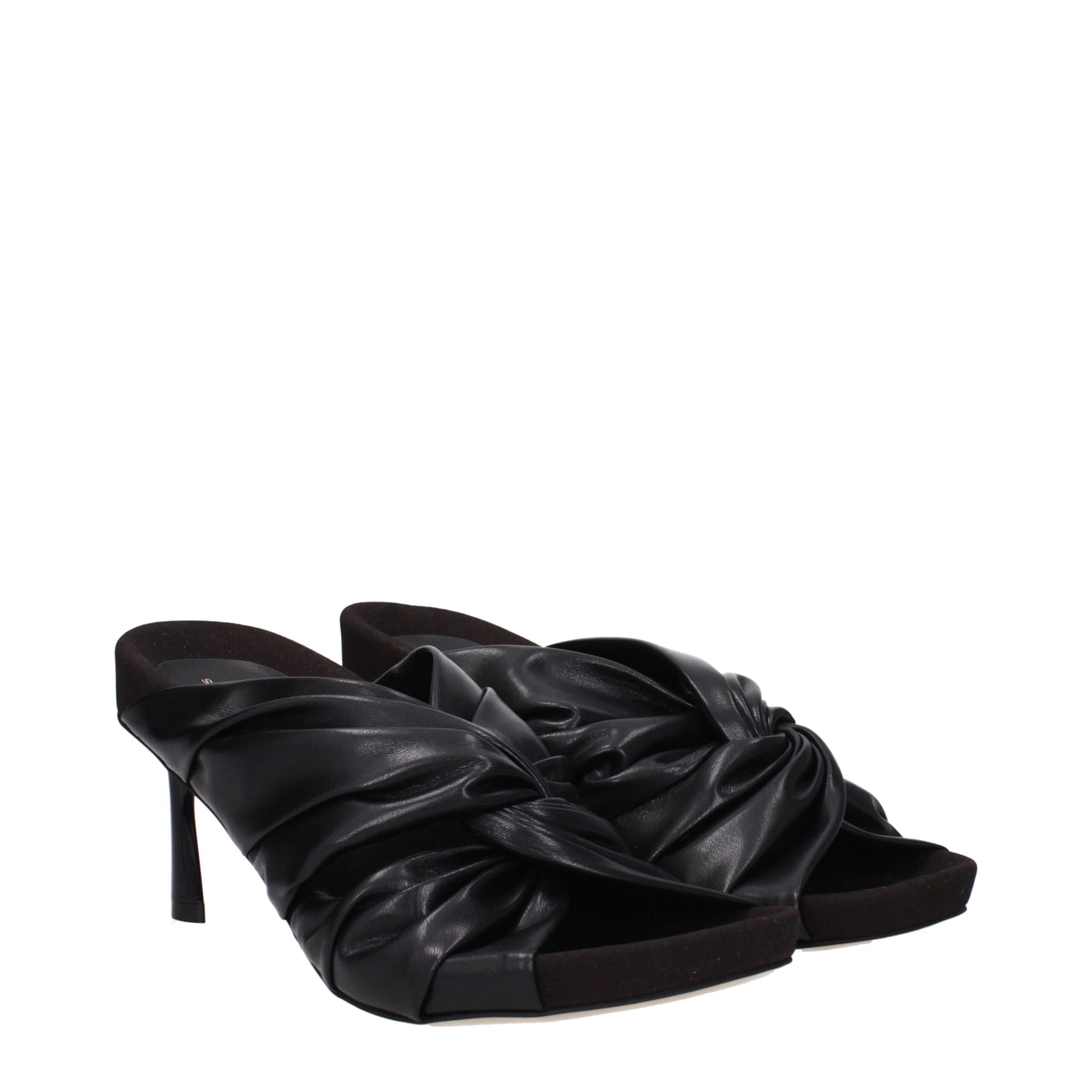 Mid-Heel Sandals by Stella McCartney for women in leather black features an architectural design from the Women's Leather Mid-Heel Sandals collection, defined by a architectural 7-cm-heel mid-heel and open toe style for a architectural finish.
