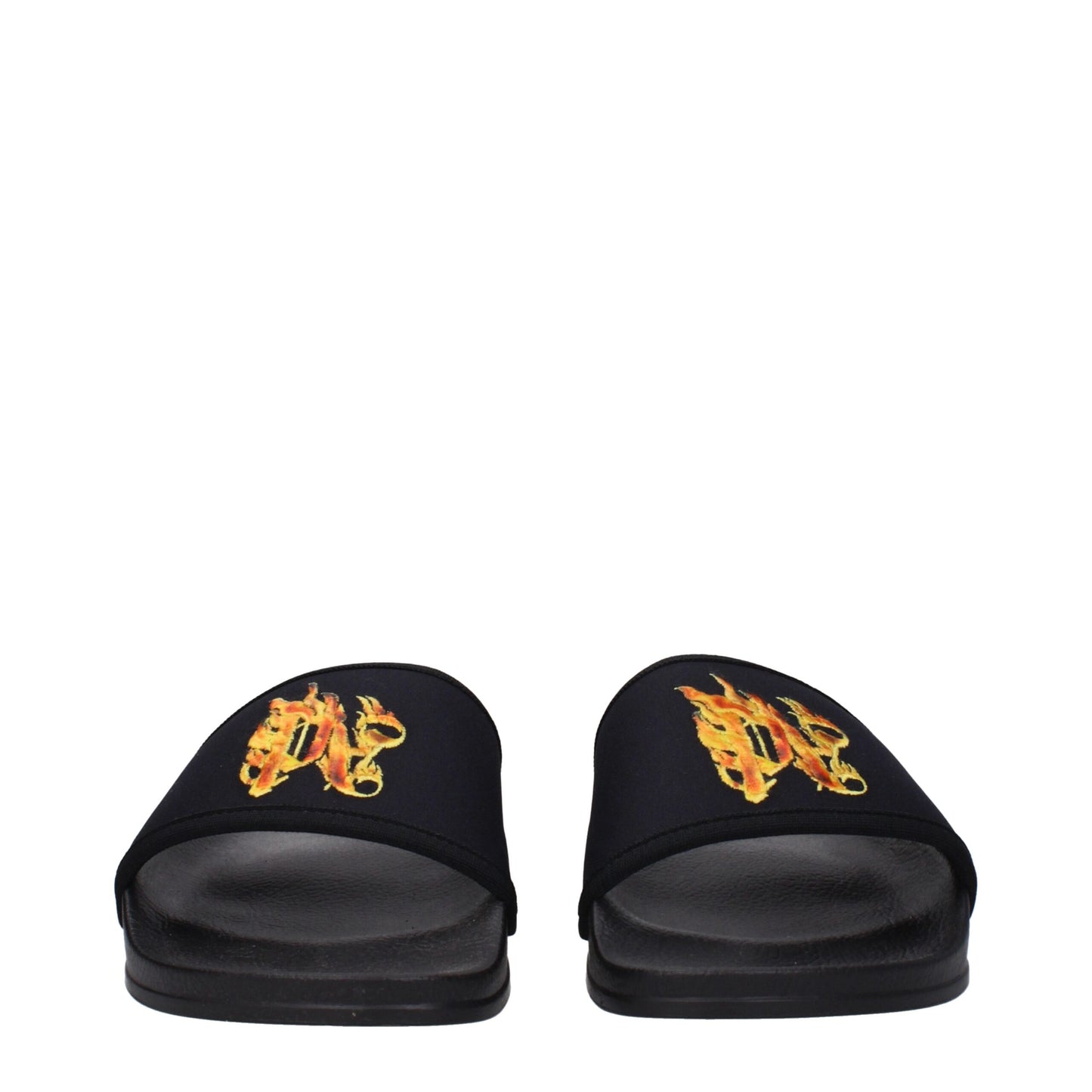 Flat Clogs Sandals by Palm Angels for men in rubber & fabric black features an architectural design from the Men's Rubber & Fabric Flat Clogs Sandals collection, defined by a architectural flat and open toe style for a architectural finish.