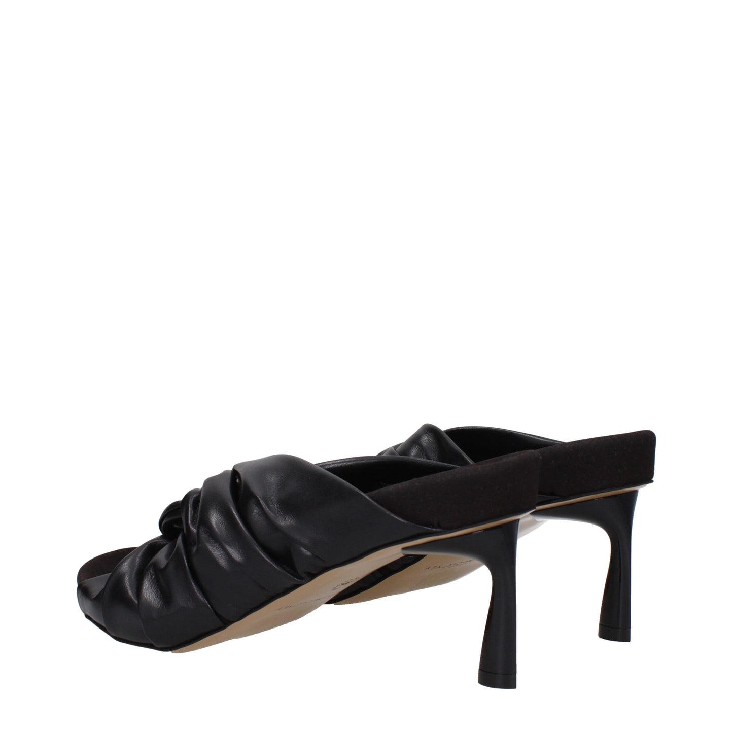 Mid-Heel Sandals by Stella McCartney for women in leather black showcases a sculptural silhouette as Women's Leather Mid-Heel Sandals, defined by a sculptural 7-cm-heel mid-heel and sculptural open toe style for a sculptural look.