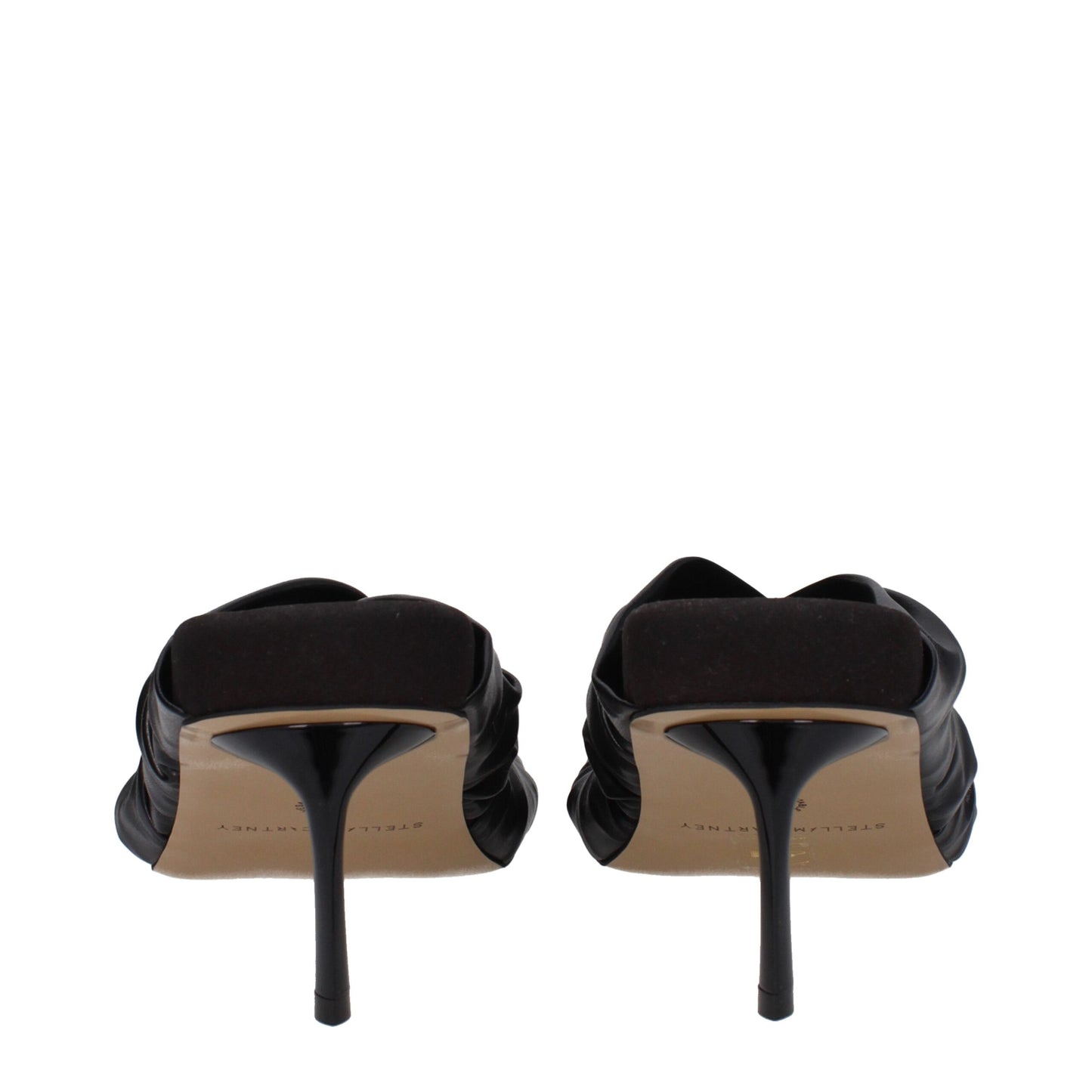 Mid-Heel Sandals by Stella McCartney for women in leather black features an statuesque Women's Leather Mid-Heel Sandals silhouette with a refined 7-cm-heel mid-heel and elegant open toe style.