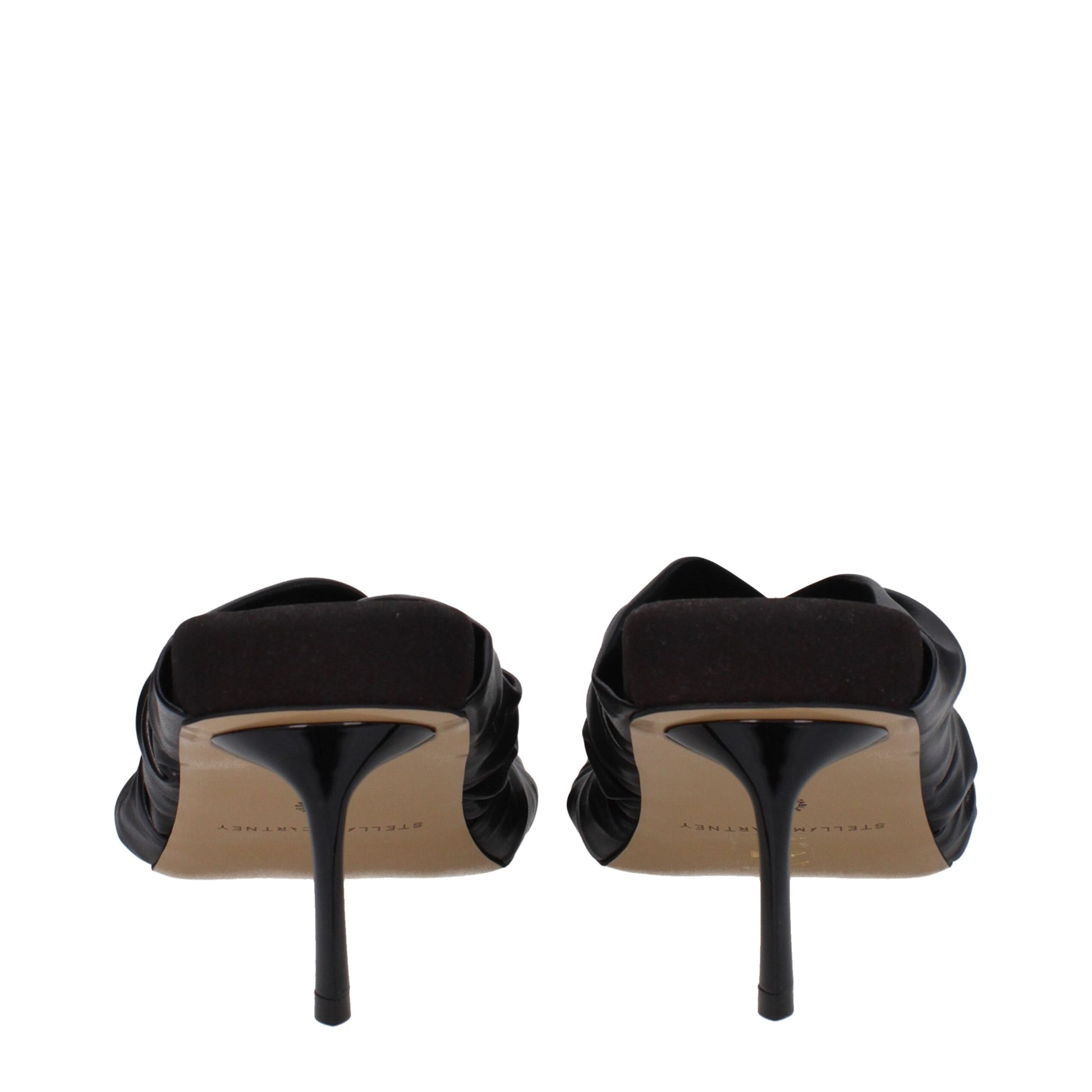 Mid-Heel Sandals by Stella McCartney for women in leather black features an statuesque Women's Leather Mid-Heel Sandals silhouette with a refined 7-cm-heel mid-heel and elegant open toe style.