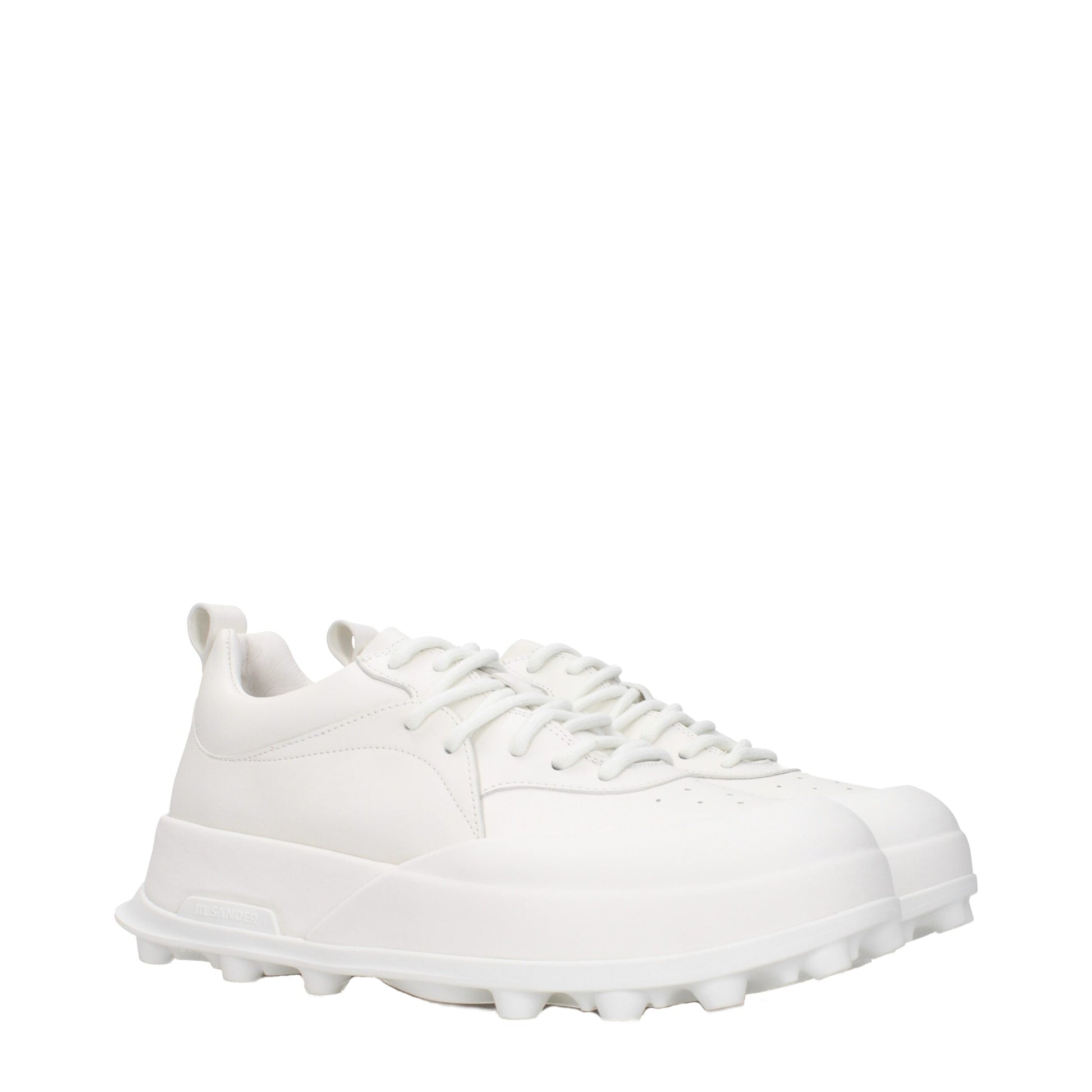 Sneakers by Jil Sander for men in leather & rubber white features an versatile design from the Men's Fashion Leather & Rubber Sneakers collection, highlighting a versatile fashion style for a premium, high-fashion look.