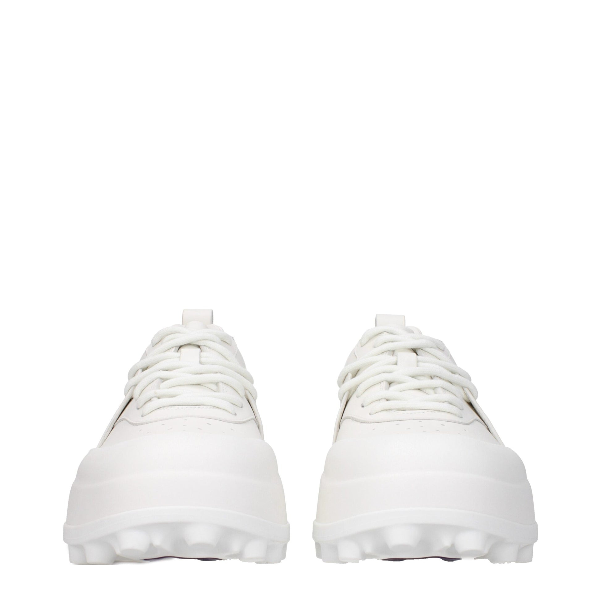 Sneakers by Jil Sander for men in leather & rubber white presents a on trend silhouette from the Men's Fashion Leather & Rubber Sneakers collection, showcasing a on trend fashion style for an elevated aesthetic.
