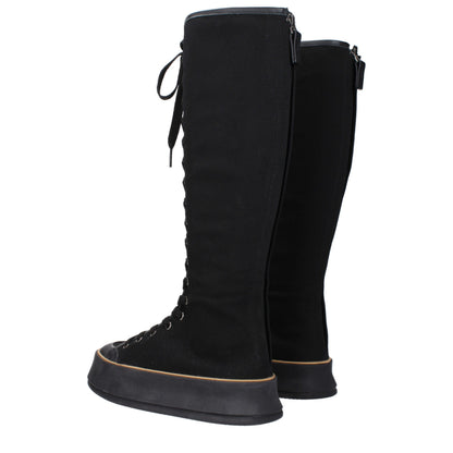 Wedge Lace-Up Boots by Max Mara for women in rubber & fabric black features an dynamic silhouette, showcasing the dynamic Women's Rubber & Fabric Wedge Lace-Up Boots design with its distinctive wedge and elegant round toe style.