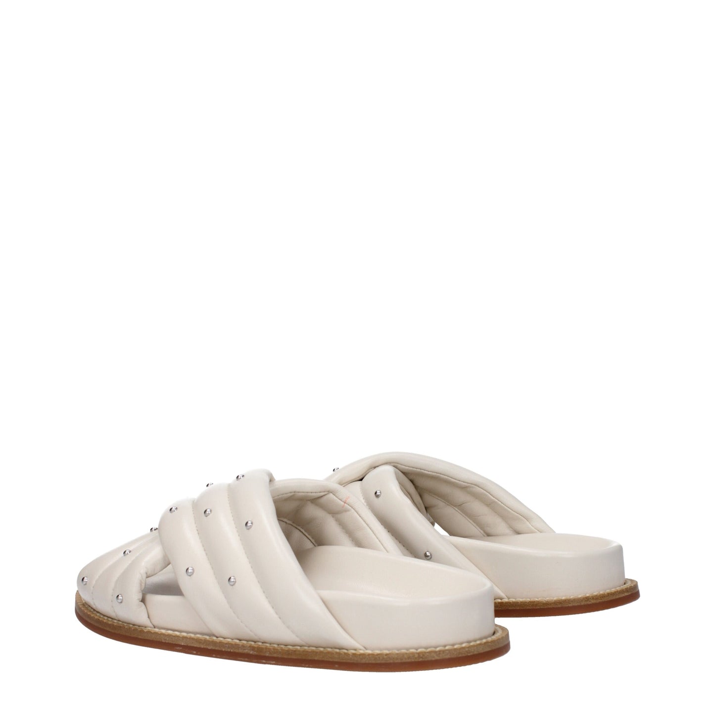 Flat Clogs Sandals by Fabiana Filippi for women in leather & rubber beige & ivory features an effortlessly chic silhouette from the Women's Leather & Rubber Flat Clogs Sandals collection, showcasing a effortlessly chic flat and elegant open toe style.