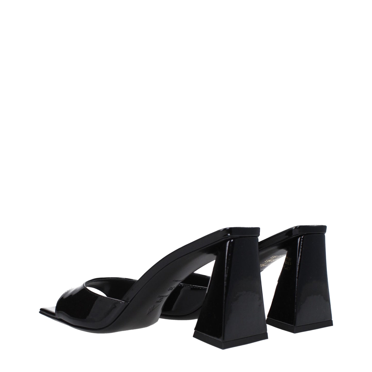 High-Heel Sandals by The Attico for women in patent leather black showcases a sculptural silhouette as Women's Patent Leather High-Heel Sandals, defined by a sculptural 8-5-cm-heel high-heel and sculptural open toe style for a sculptural look.