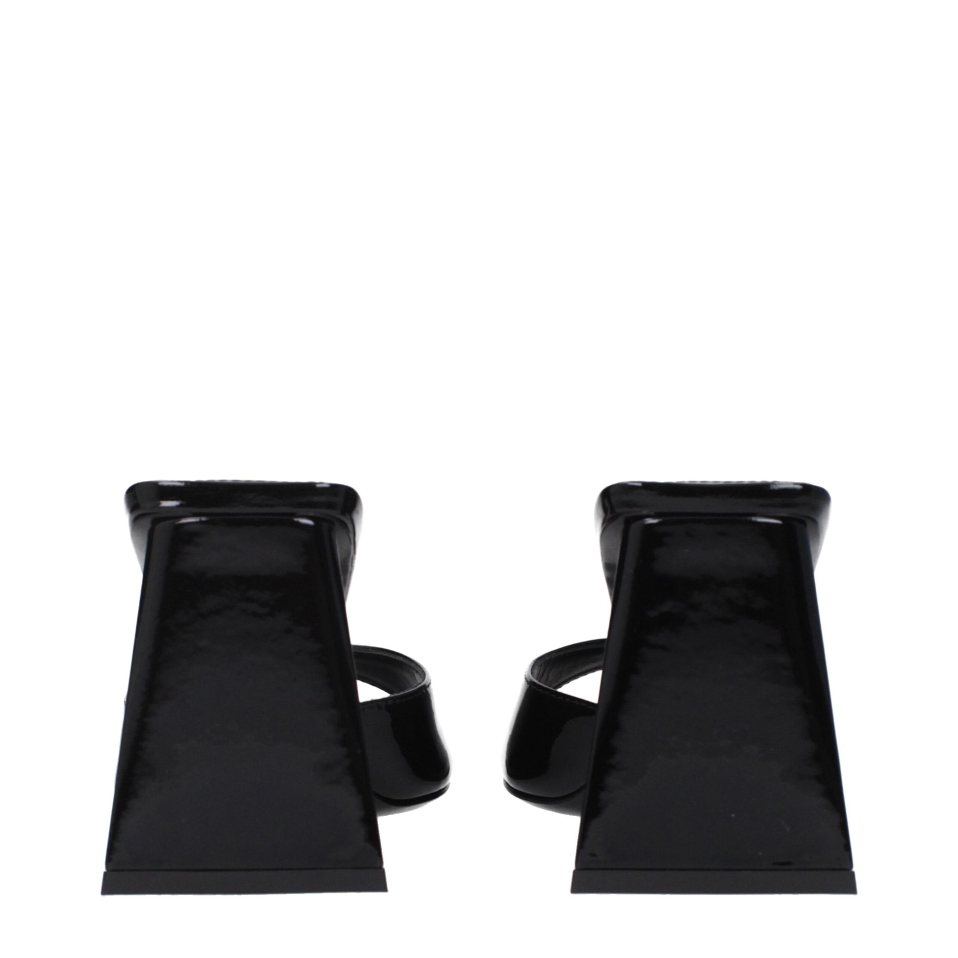High-Heel Sandals by The Attico for women in patent leather black presents a sculptural silhouette, showcasing the Women's Patent Leather High-Heel Sandals design with a sculptural 8-5-cm-heel high-heel and open toe style for a premium look.