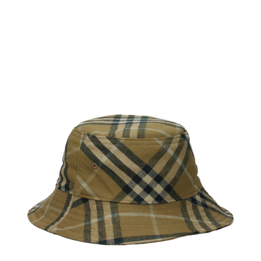 Hat by Burberry for men in cotton green & print showcases a refined silhouette, artfully capturing the essence of the refined Cotton Hat design for a sophisticated look.