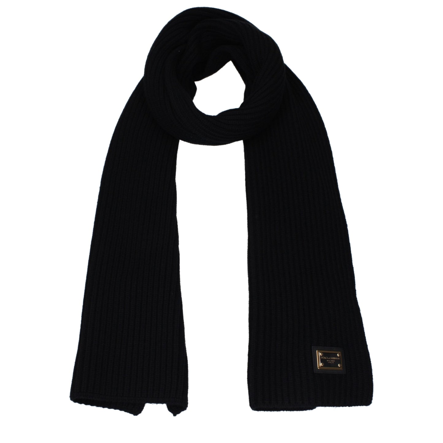 Scarf by Dolce & Gabbana for men in cashmere black presents a cosy silhouette, artfully capturing the sophisticated design and premium aesthetic of the Cashmere Scarf.