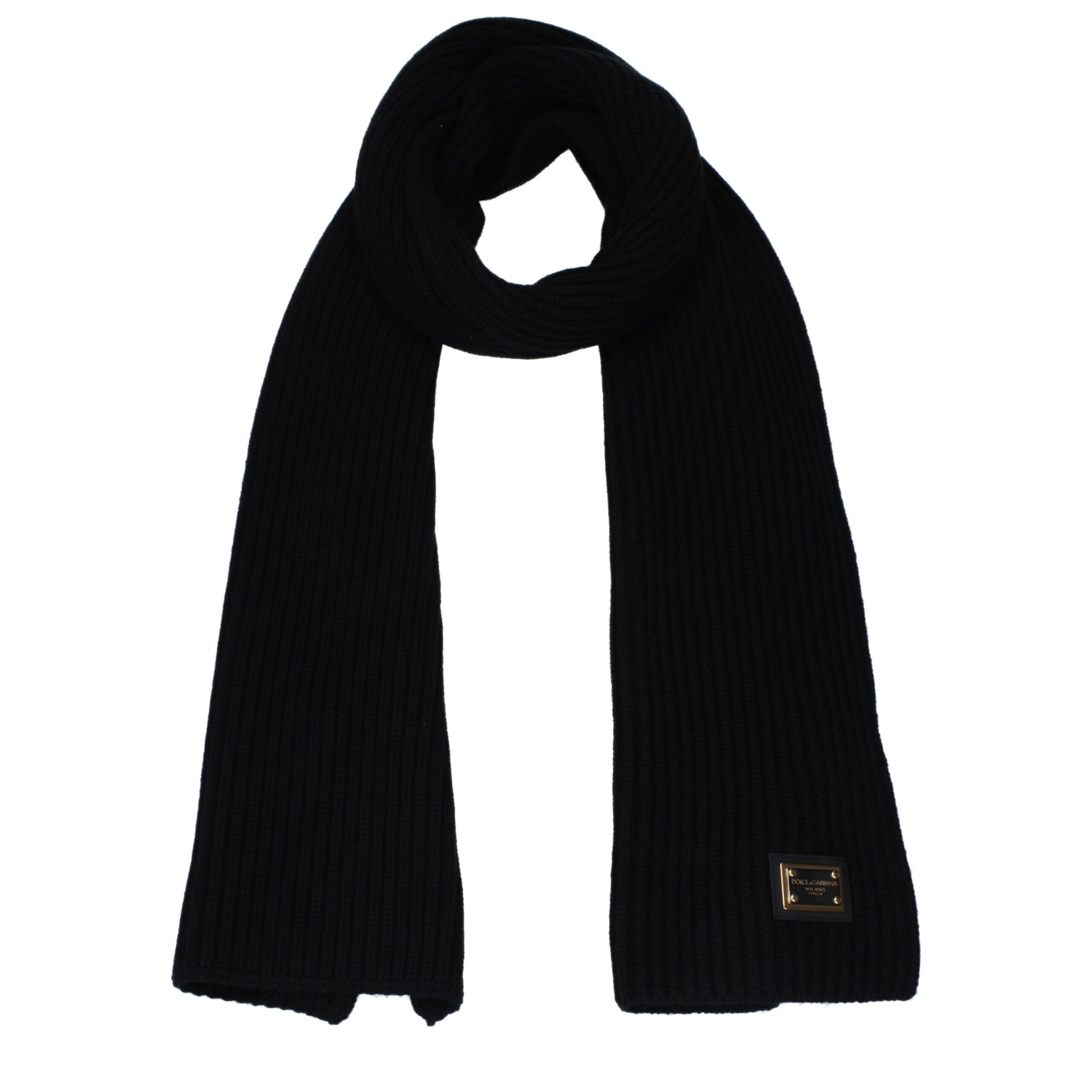 Scarf by Dolce & Gabbana for men in cashmere black presents a cosy silhouette, artfully capturing the sophisticated design and premium aesthetic of the Cashmere Scarf.