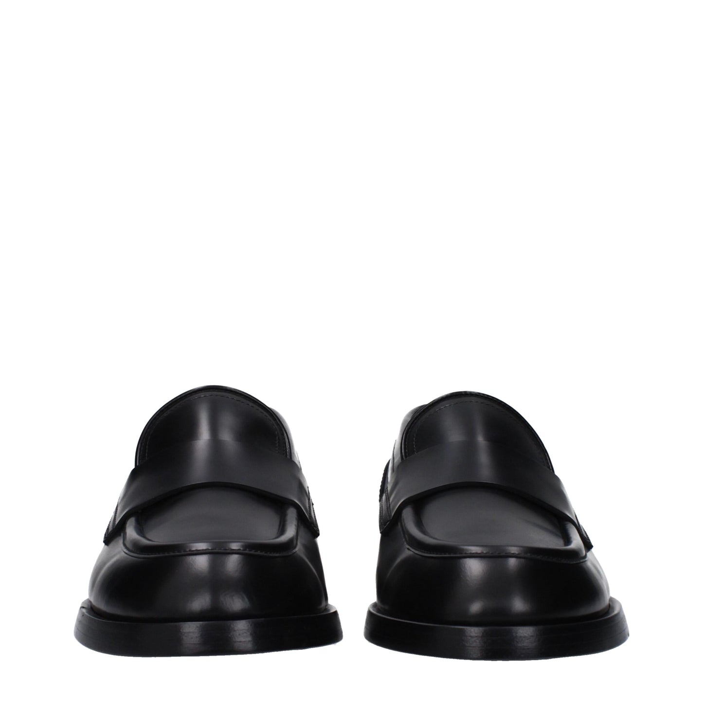 Flat Loafer Shoes by Dolce & Gabbana for men in leather black showcases a resplendent Men's Leather Flat Loafer Shoes aesthetic, defined by its resplendent round toe style and elegant flat.