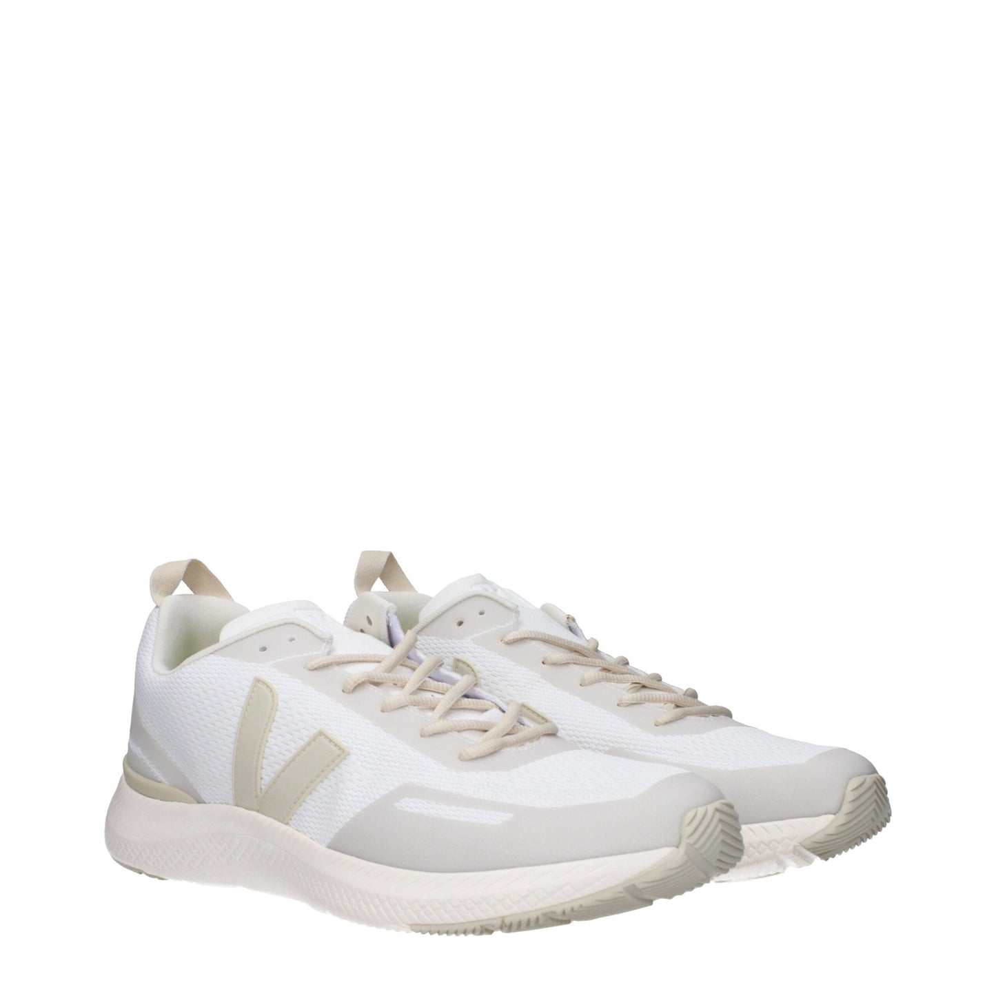Athletic Sneakers by Veja for men in rubber & fabric beige & white presents a sleek silhouette, perfectly capturing the athletic style essence of Men's Athletic Rubber & Fabric Sneakers with its sleek design and premium finish.