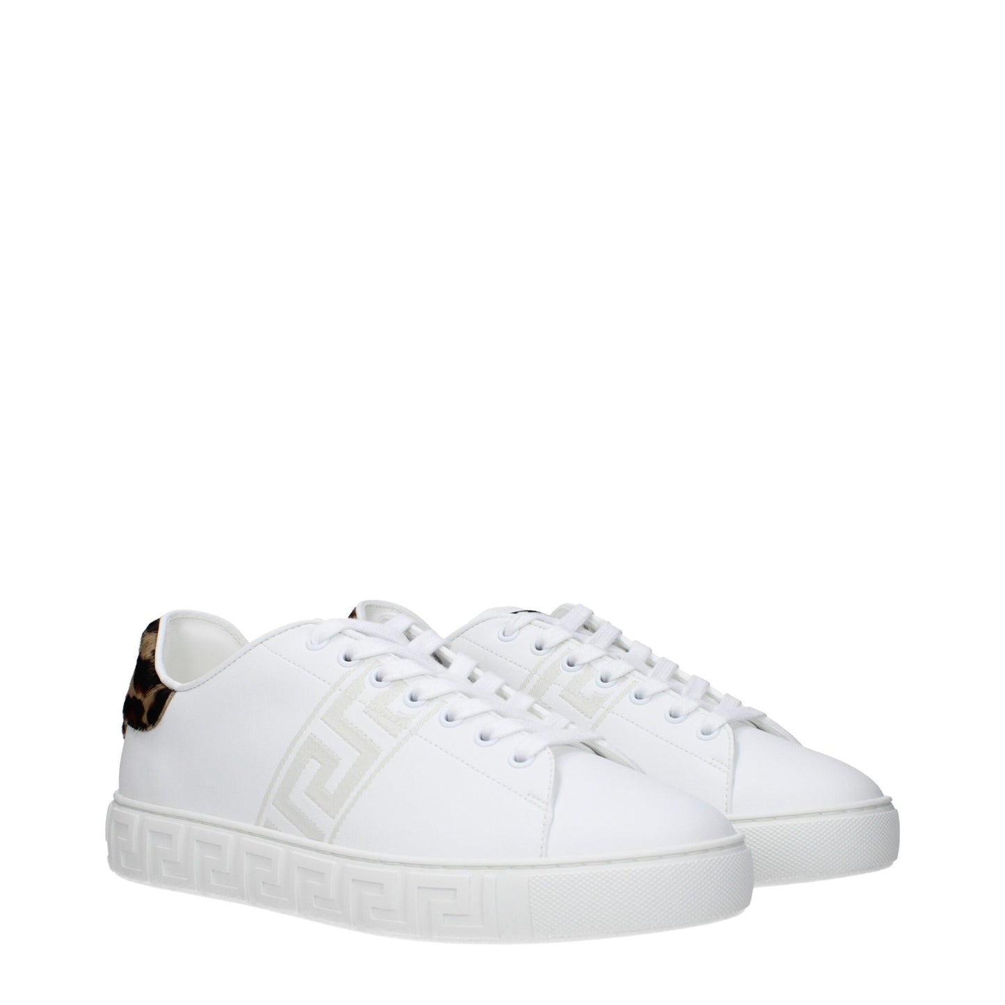 Sneakers by Versace for men in leather & rubber white presents a impeccable silhouette as Men's Fashion Leather & Rubber Sneakers, expertly defined by a impeccable fashion style for a impeccable, high-fashion look.