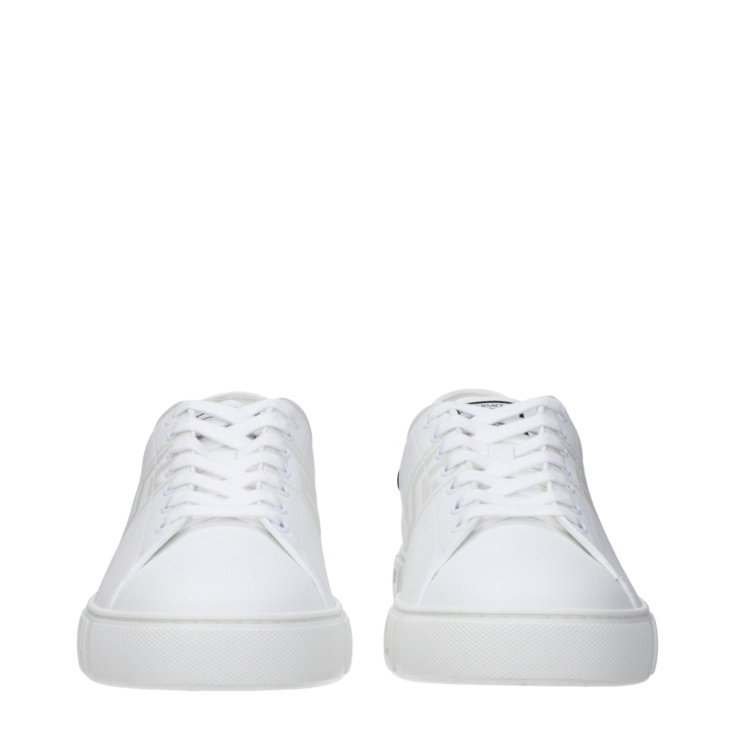 Sneakers by Versace for men in leather & rubber white features a chic design, perfectly showcasing the chic fashion style of this Men's Fashion Leather & Rubber Sneakers.