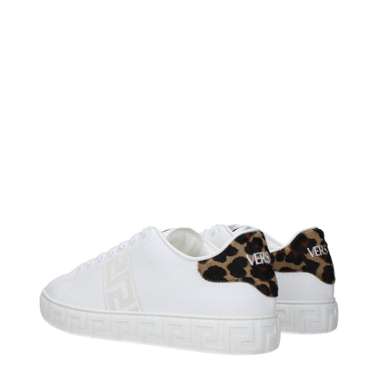 Sneakers by Versace for men in leather & rubber white features an timeless silhouette from the Men's Fashion Leather & Rubber Sneakers collection, showcasing a signature fashion style with an timeless finish.