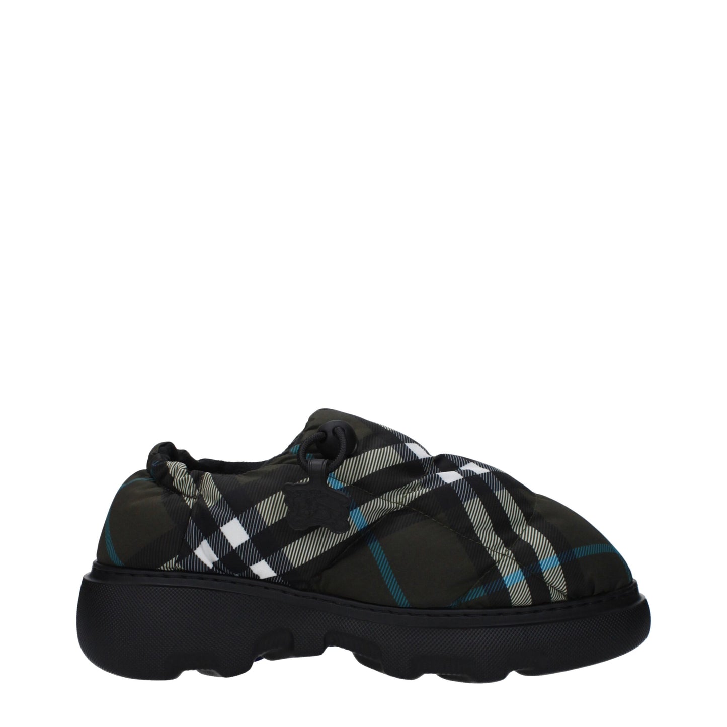 This Mid-Heel Loafer Slip-On Shoes by Burberry for women in rubber & fabric green & print features an exquisite silhouette from the Women's Rubber & Fabric Mid-Heel Loafer Slip-On Shoes collection, defined by a sophisticated 5-cm-heel mid-heel and elegant round toe style.