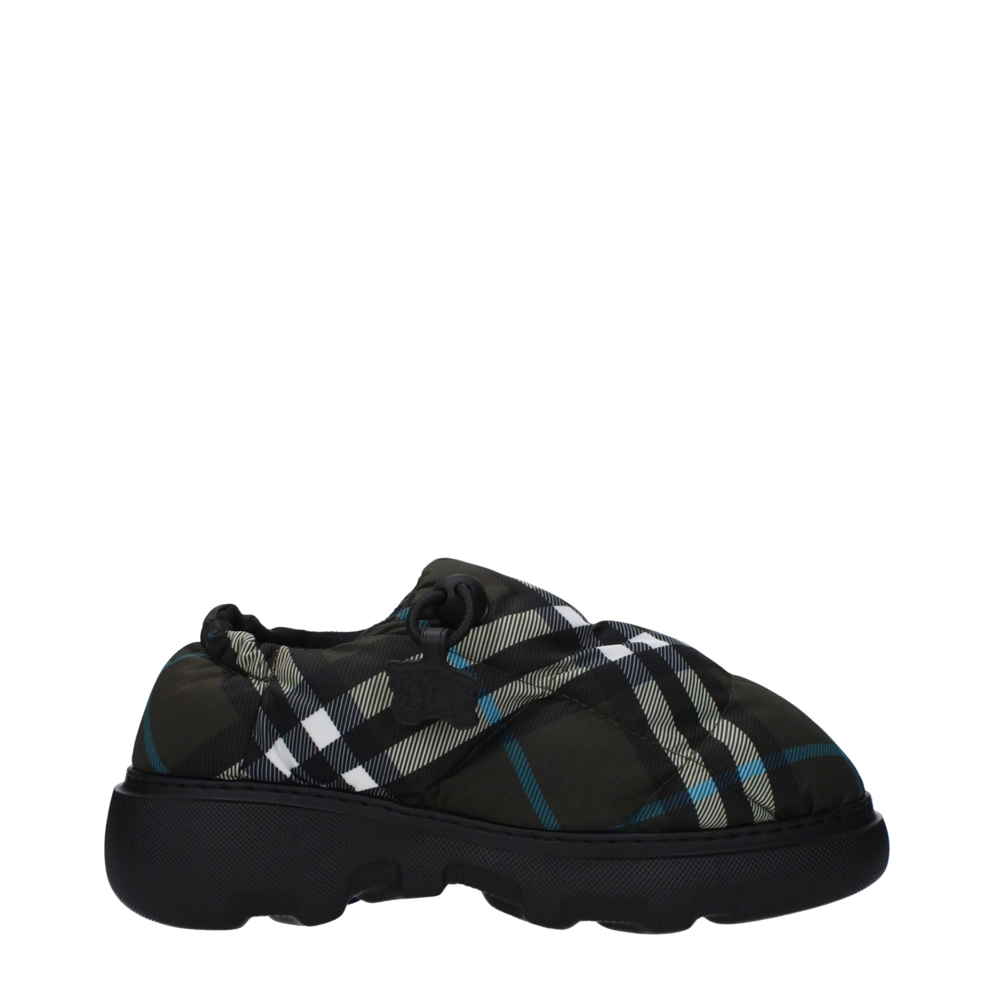 This Mid-Heel Loafer Slip-On Shoes by Burberry for women in rubber & fabric green & print features an exquisite silhouette from the Women's Rubber & Fabric Mid-Heel Loafer Slip-On Shoes collection, defined by a sophisticated 5-cm-heel mid-heel and elegant round toe style.