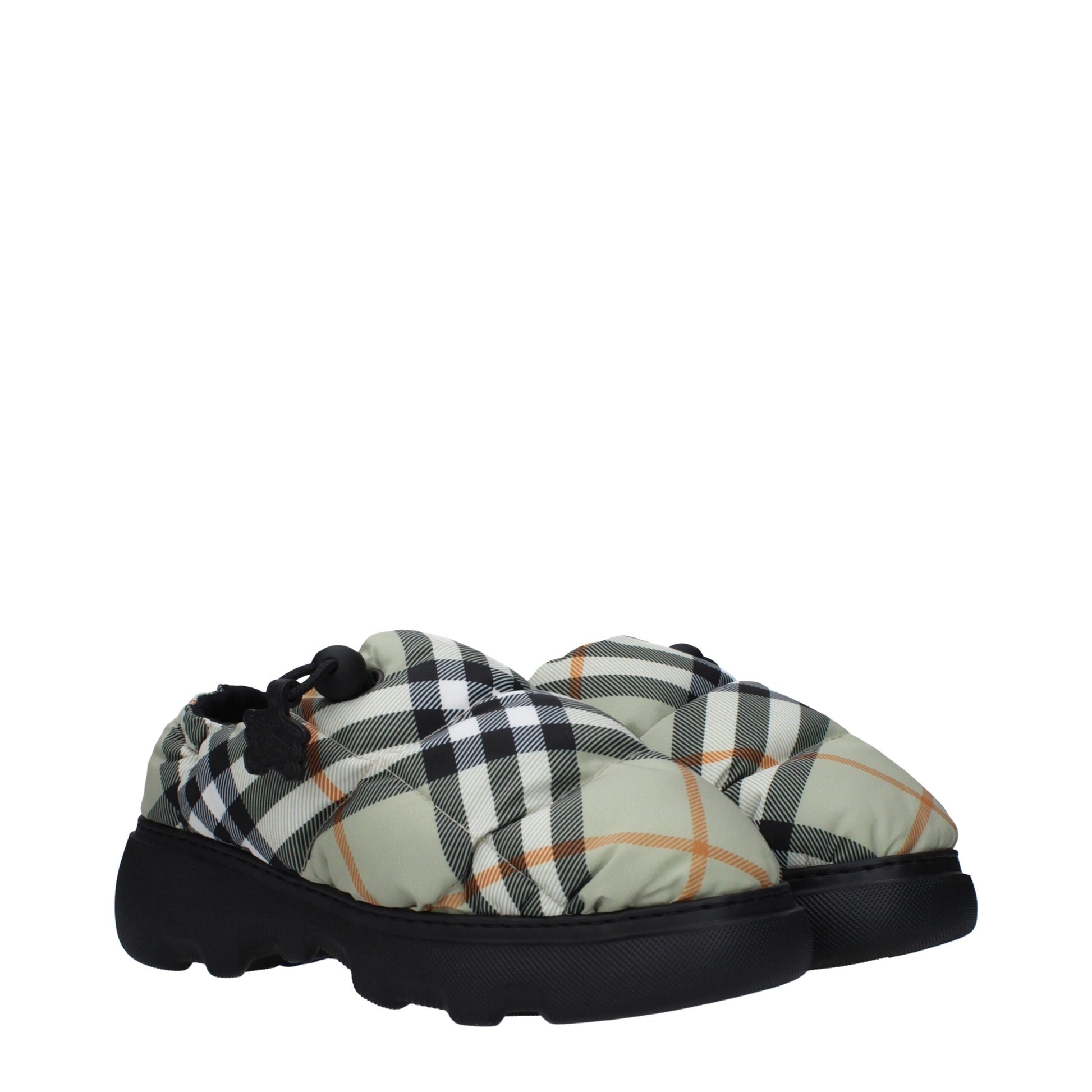Mid-Heel Loafer Slip-On Shoes by Burberry for women in rubber & fabric green & print showcases a resplendent Women's Rubber & Fabric Mid-Heel Loafer Slip-On Shoes aesthetic, defined by its resplendent round toe style and elegant 4-5-cm-heel mid-heel.