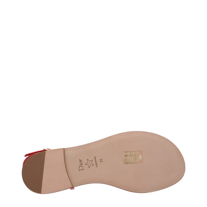 Flat Flip-Flop Sandals by Christian Dior for women in leather pink features an exquisite silhouette, showcasing the exquisite Women's Leather Flat Flip-Flop Sandals with a flat and open toe style.