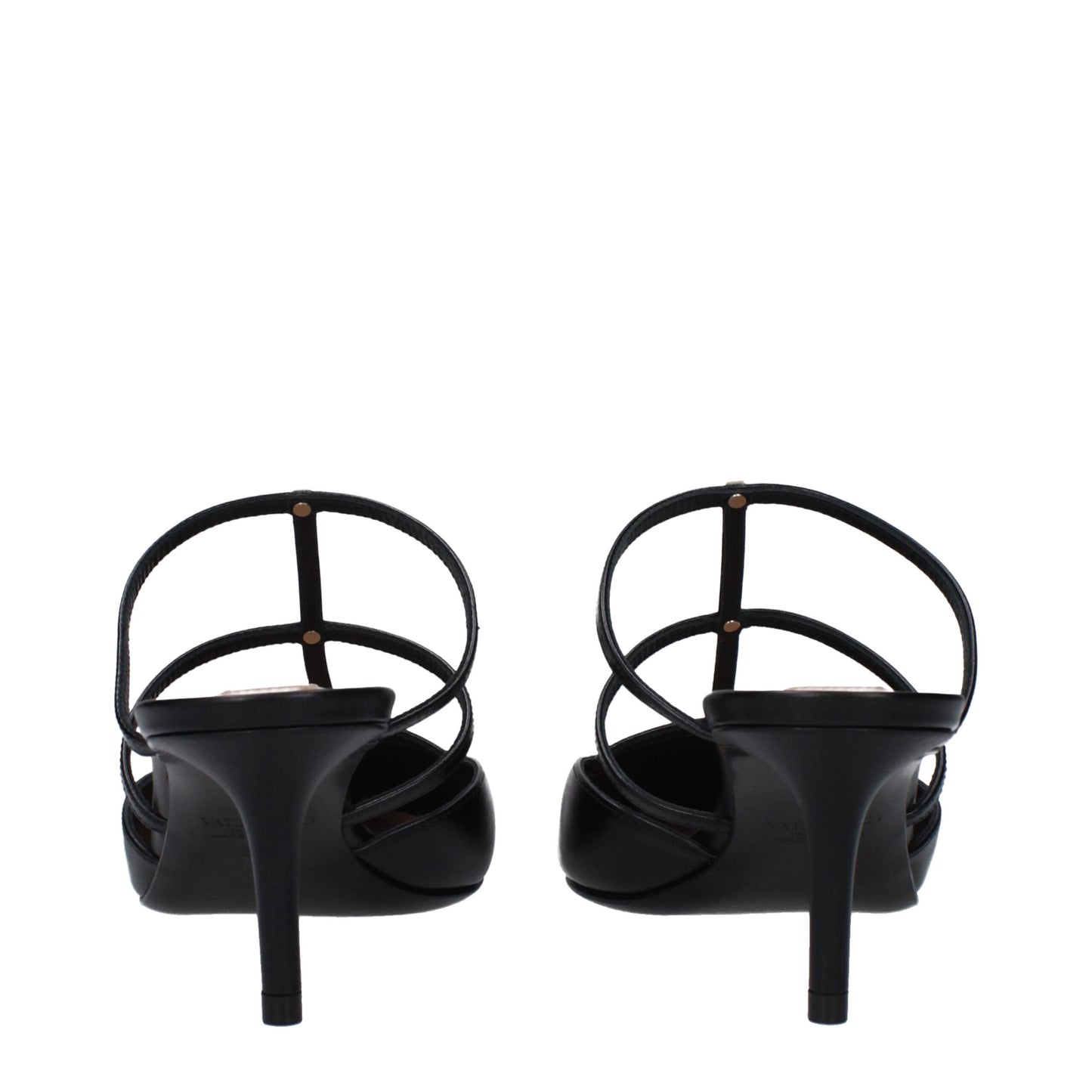 Mid-Heel Sandals by Valentino Garavani for women in leather black & gold features an statuesque Women's Leather Mid-Heel Sandals silhouette with a refined 6-5-cm-heel mid-heel and elegant .