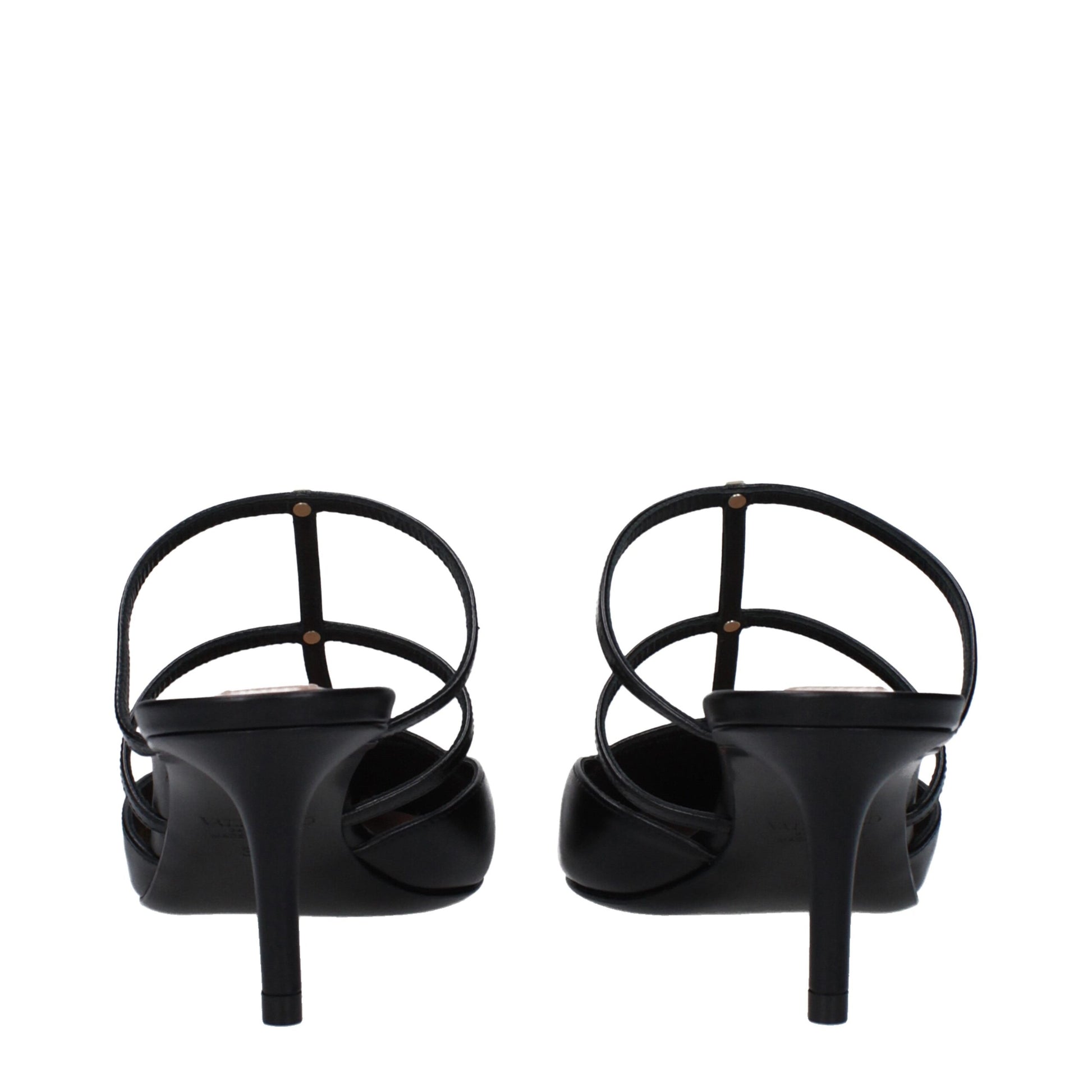 Mid-Heel Sandals by Valentino Garavani for women in leather black & gold features an statuesque Women's Leather Mid-Heel Sandals silhouette with a refined 6-5-cm-heel mid-heel and elegant .