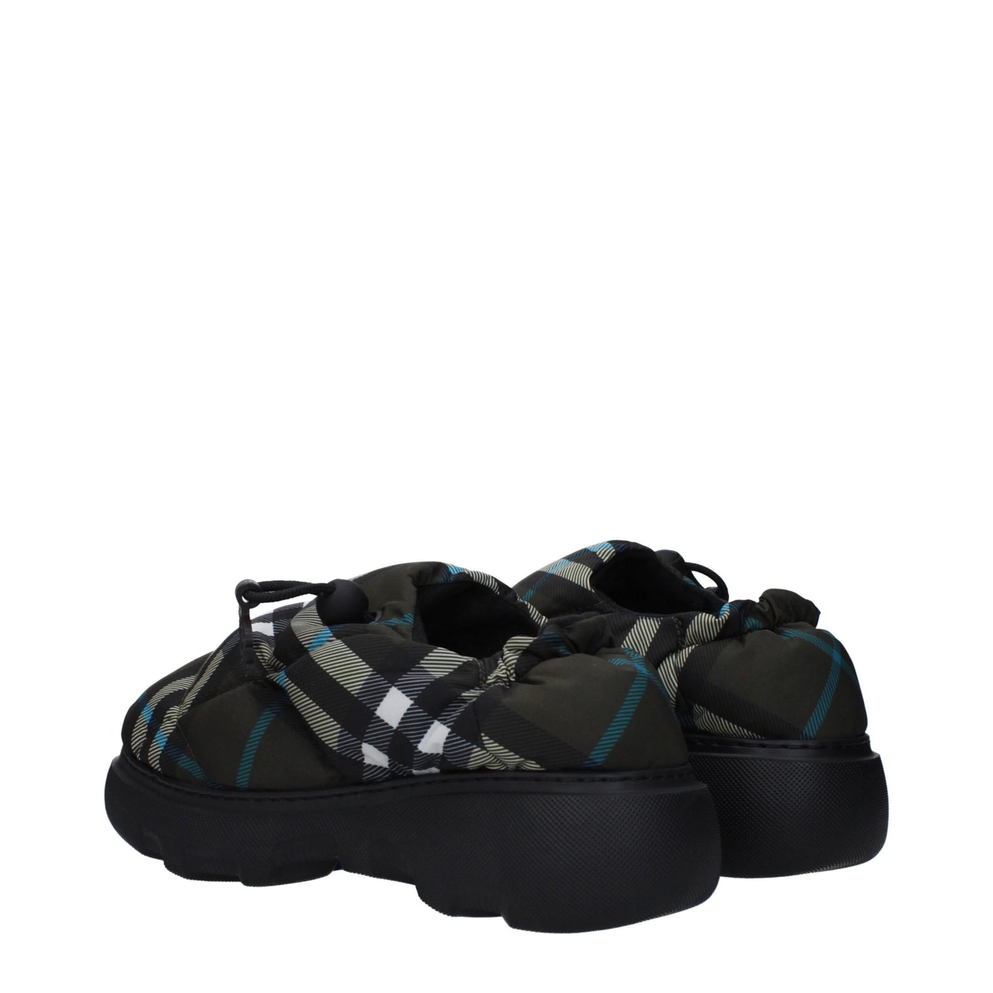 Mid-Heel Loafer Slip-On Shoes by Burberry for women in rubber & fabric green & print features an effortless chic silhouette, showcasing the Women's Rubber & Fabric Mid-Heel Loafer Slip-On Shoes design with an effortless chic 5-cm-heel mid-heel and a round toe style for a effortless chic look.