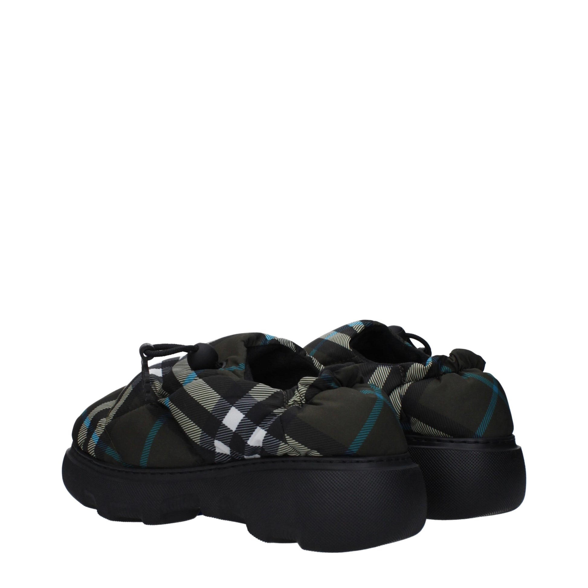 Mid-Heel Loafer Slip-On Shoes by Burberry for women in rubber & fabric green & print features an effortless chic silhouette, showcasing the Women's Rubber & Fabric Mid-Heel Loafer Slip-On Shoes design with an effortless chic 5-cm-heel mid-heel and a round toe style for a effortless chic look.