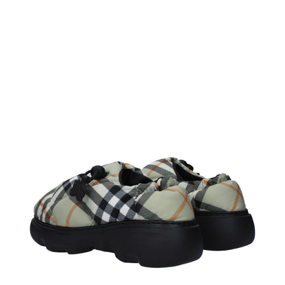 Mid-Heel Loafer Slip-On Shoes by Burberry for women in rubber & fabric green & print features an ergonomic silhouette, perfectly showcasing Women's Rubber & Fabric Mid-Heel Loafer Slip-On Shoes with its distinct 4-5-cm-heel mid-heel and elegant round toe style.