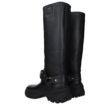 Mid-Heel Boots by Burberry for women in leather & rubber black & silver features an enchanting design from the Women's Leather & Rubber Mid-Heel Boots collection, highlighting a enchanting 5-cm-heel mid-heel and round toe style for a refined look.