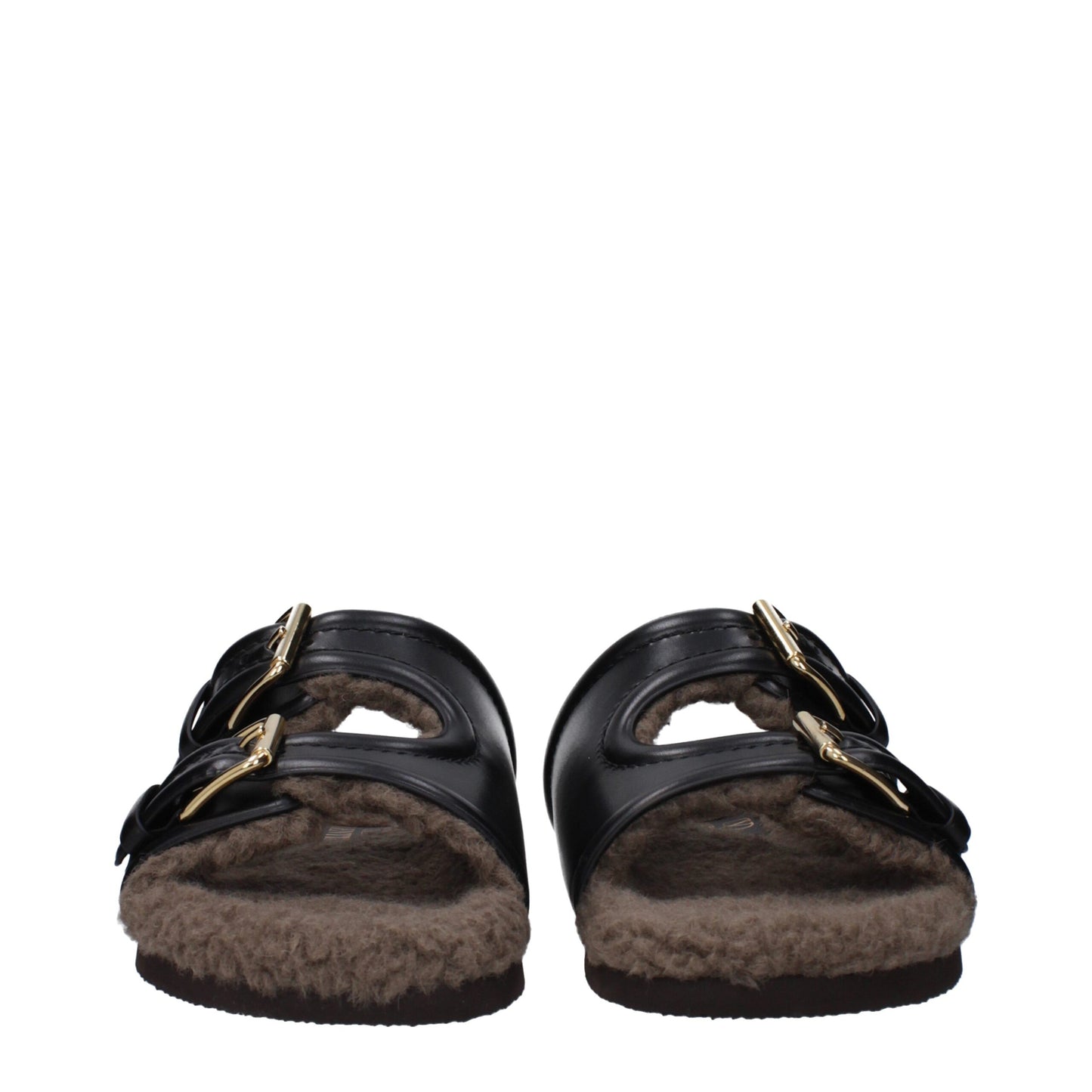 Flat Clogs Slippers by Valentino Garavani for women in leather & rubber black features an effortlessly elegant silhouette, showcasing the Women's Leather & Rubber Flat Clogs Slippers design with an effortlessly elegant flat and a open toe style for a effortlessly elegant look.
