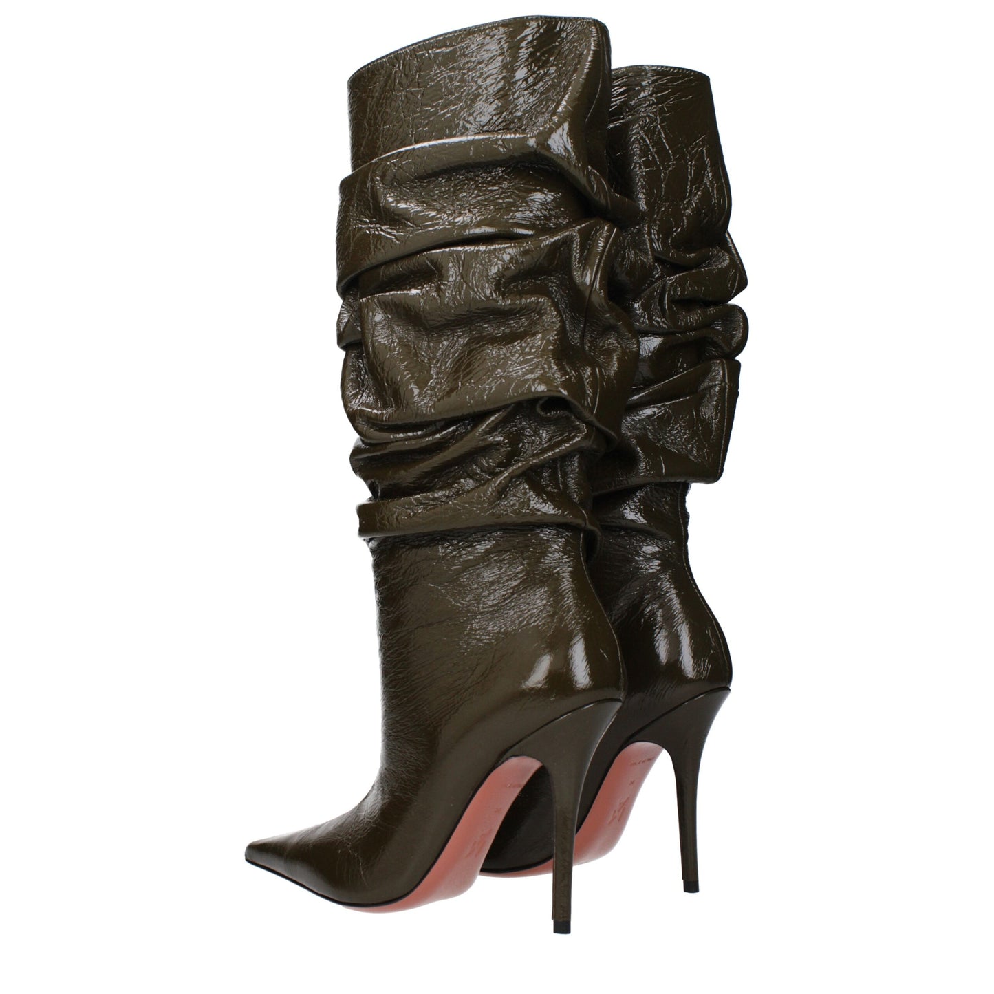 High-Heel Boots by Amina Muaddi for women in leather green showcases a ergonomic silhouette from the Women's Leather High-Heel Boots collection, featuring a ergonomic high-heel 10-5-cm-heel and a ergonomic .