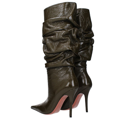 High-Heel Boots by Amina Muaddi for women in leather green showcases a ergonomic silhouette from the Women's Leather High-Heel Boots collection, featuring a ergonomic high-heel 10-5-cm-heel and a ergonomic .