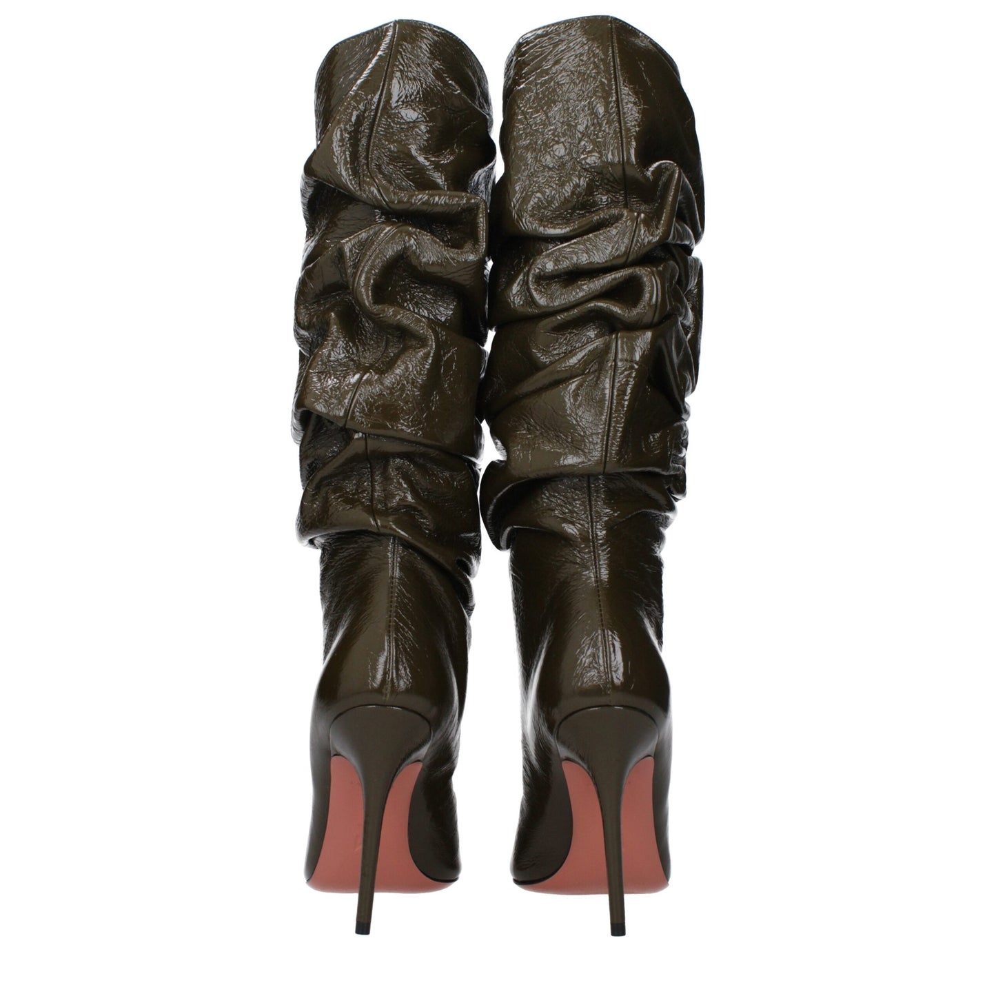 High-Heel Boots by Amina Muaddi for women in leather green features an effortless chic silhouette from the Women's Leather High-Heel Boots collection, showcasing a effortless chic high-heel 10-5-cm-heel and refined for an effortless chic look.
