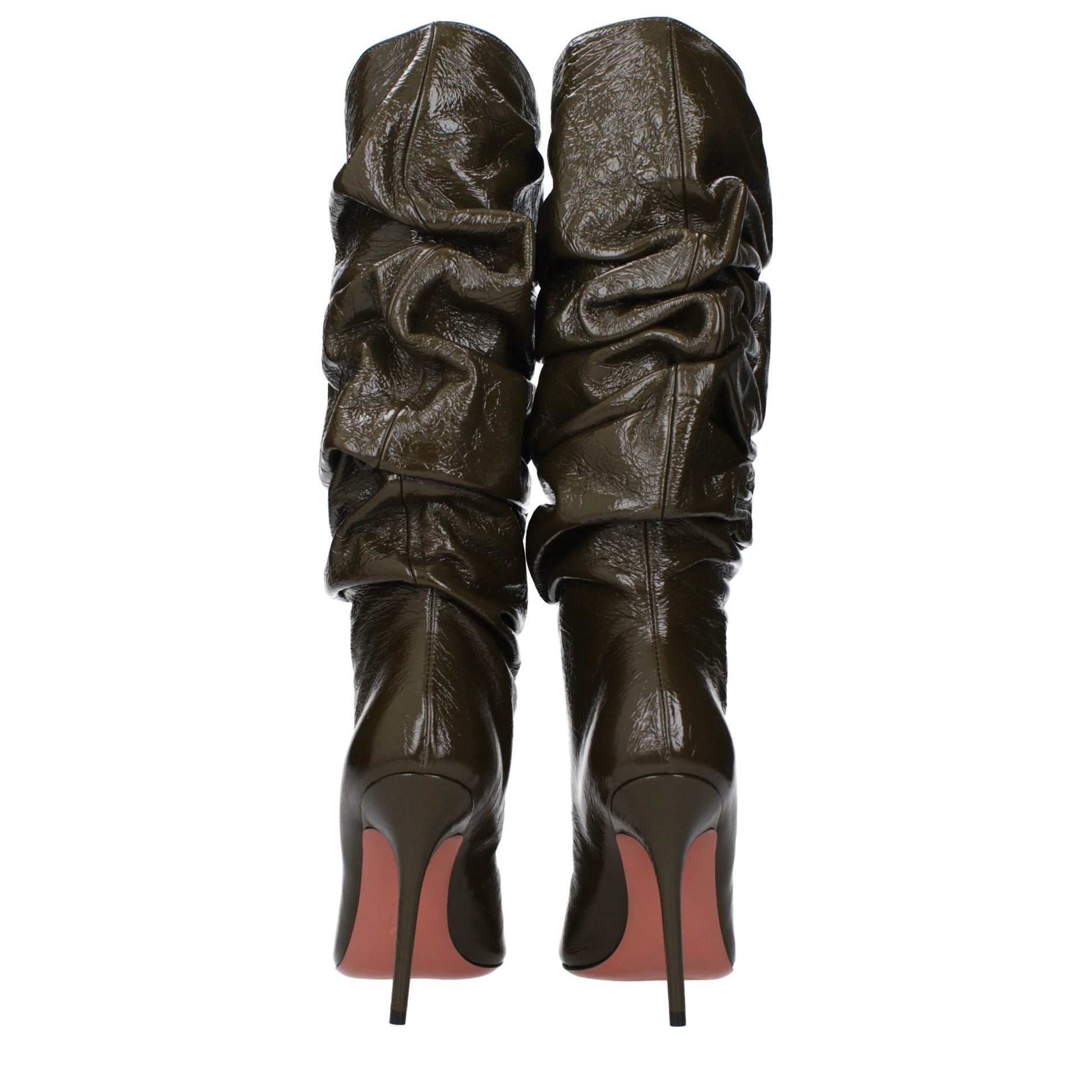 High-Heel Boots by Amina Muaddi for women in leather green features an effortless chic silhouette from the Women's Leather High-Heel Boots collection, showcasing a effortless chic high-heel 10-5-cm-heel and refined for an effortless chic look.