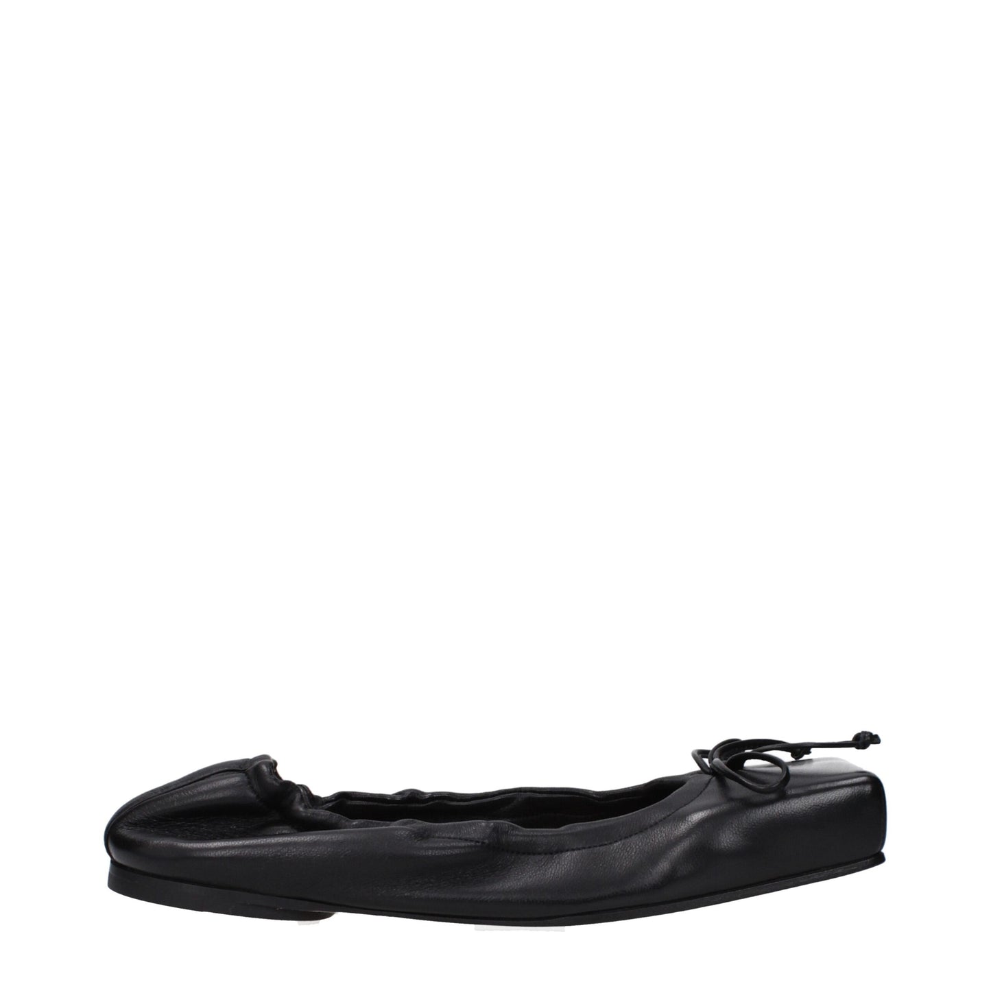 Ballet Flat Shoes by Jacquemus for women in leather black showcases a resplendent Women's Leather Ballet Flat Shoes aesthetic with a and square toe style.