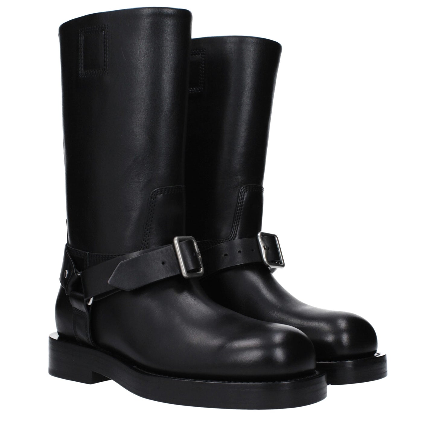 Low-Heel Boots by Burberry for women in leather black features an effortless chic silhouette from the Women's Leather Low-Heel Boots collection, showcasing a effortless chic 3-5-cm-heel low-heel and refined round toe style for an effortless chic look.