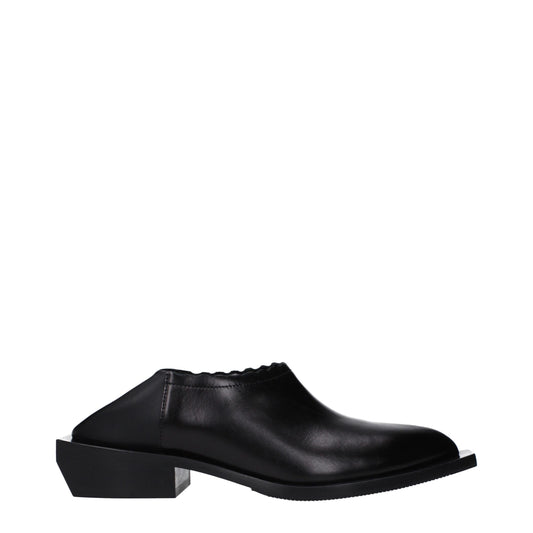 Mules Loafers Flat Shoes by Moschino for women in leather & rubber black presents a impeccable silhouette as Women's Leather & Rubber Mules Loafers Flat Shoes, artfully designed with a and a impeccable for a refined, upscale finish.