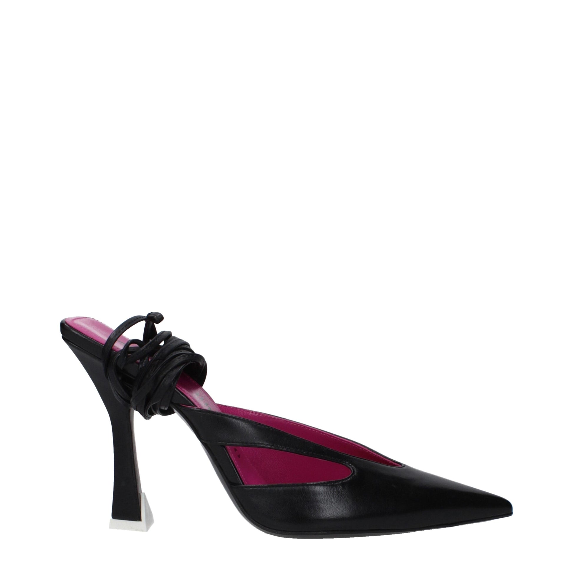 High-Heel Lace-Up Sandals by The Attico for women in leather black features an exquisite silhouette, showcasing the exquisite Women's Leather High-Heel Lace-Up Sandals with a high-heel 10-5-cm-heel and .