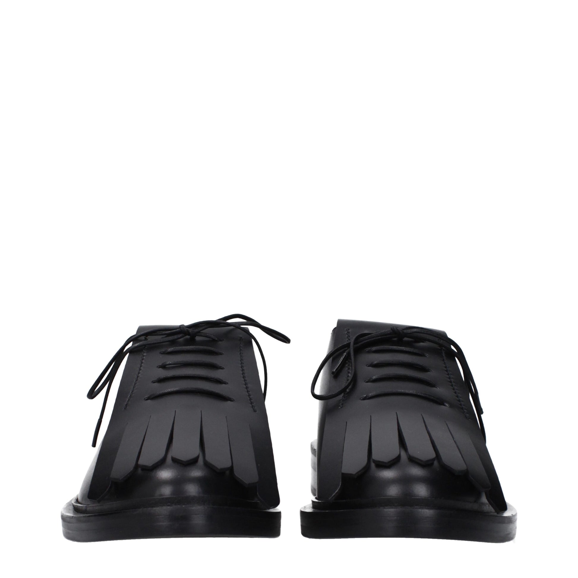 Flat Lace-Up Shoes by Max Mara for unisex in leather & rubber black showcases a timeless silhouette from the Unisex Leather & Rubber Flat Lace-Up Shoes collection, featuring a timeless flat and round toe style for a timeless finish.