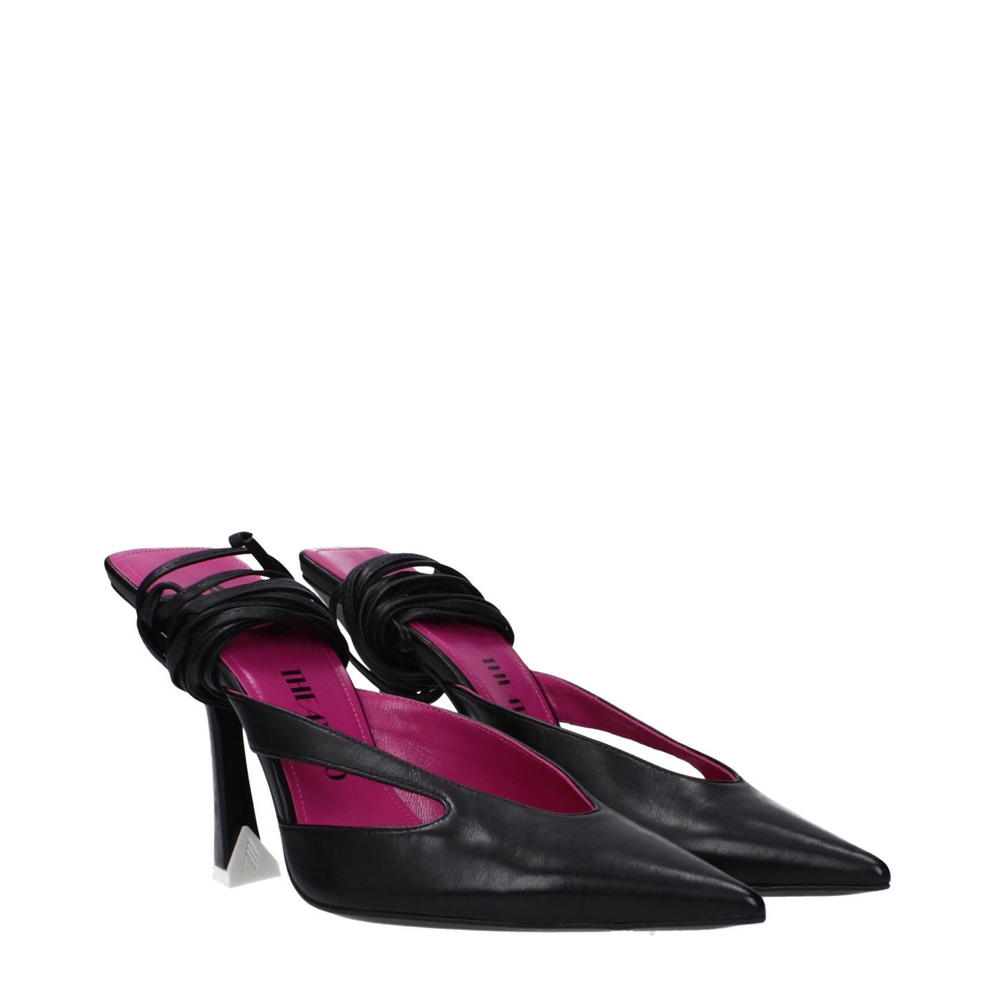 High-Heel Lace-Up Sandals by The Attico for women in leather black features an statuesque Women's Leather High-Heel Lace-Up Sandals silhouette with a refined high-heel 10-5-cm-heel and elegant .