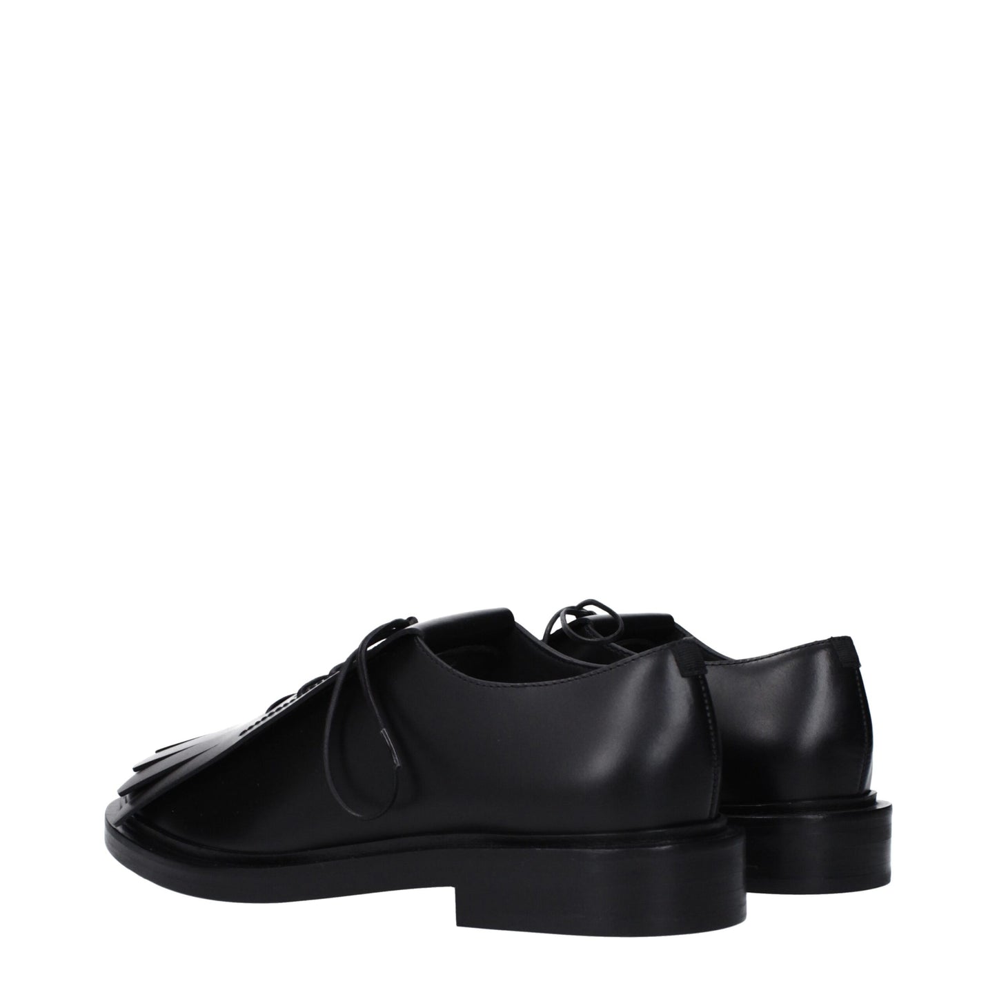 Flat Lace-Up Shoes by Max Mara for unisex in leather & rubber black features an effortless chic silhouette, showcasing the Unisex Leather & Rubber Flat Lace-Up Shoes design with an effortless chic flat and a round toe style for a effortless chic look.