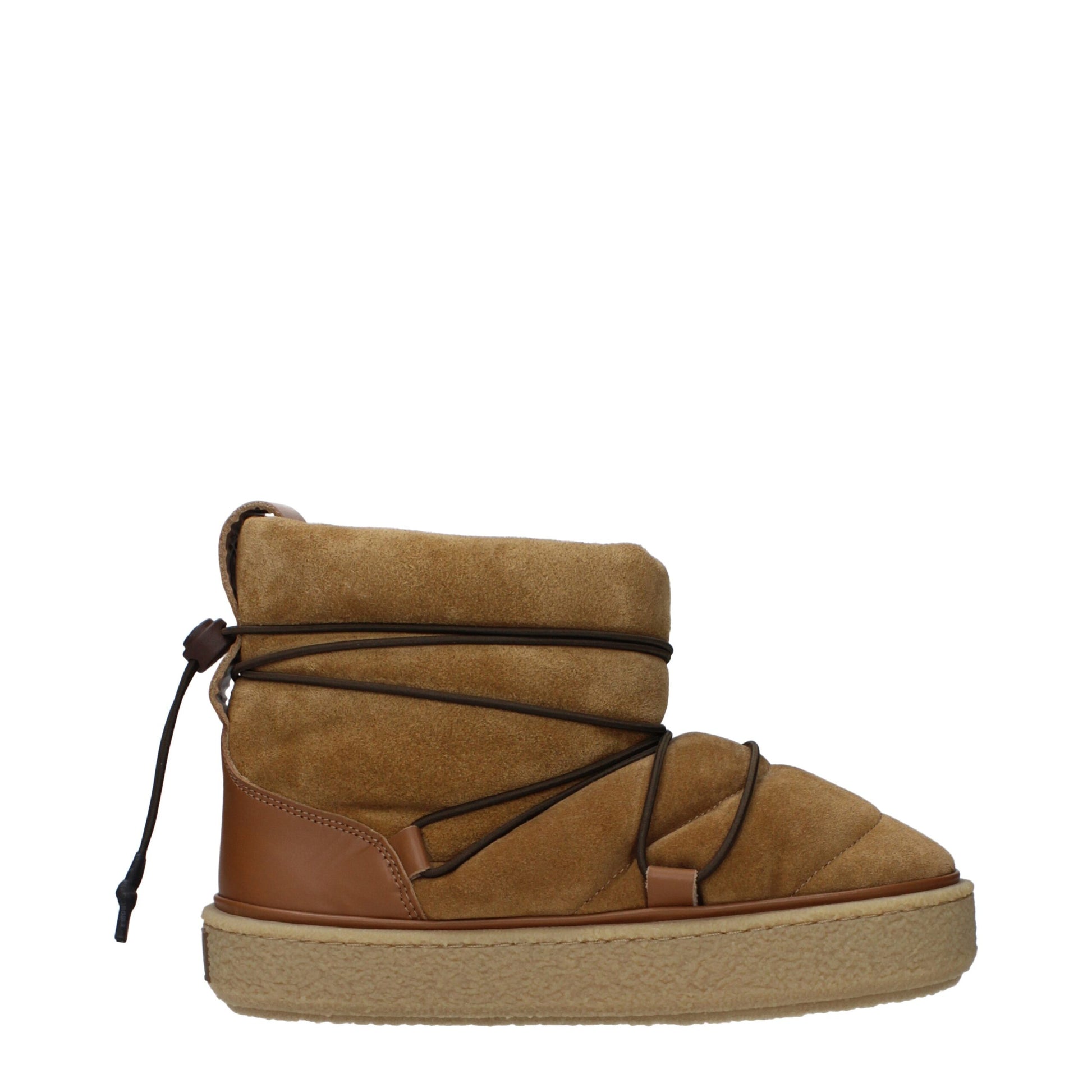 Flat Ankle Boots by Isabel Marant for women in suede leather & rubber brown features an high-performance silhouette, showcasing the sophisticated design of the Women's Suede Leather & Rubber Flat Ankle Boots with a flat and a refined round toe style.