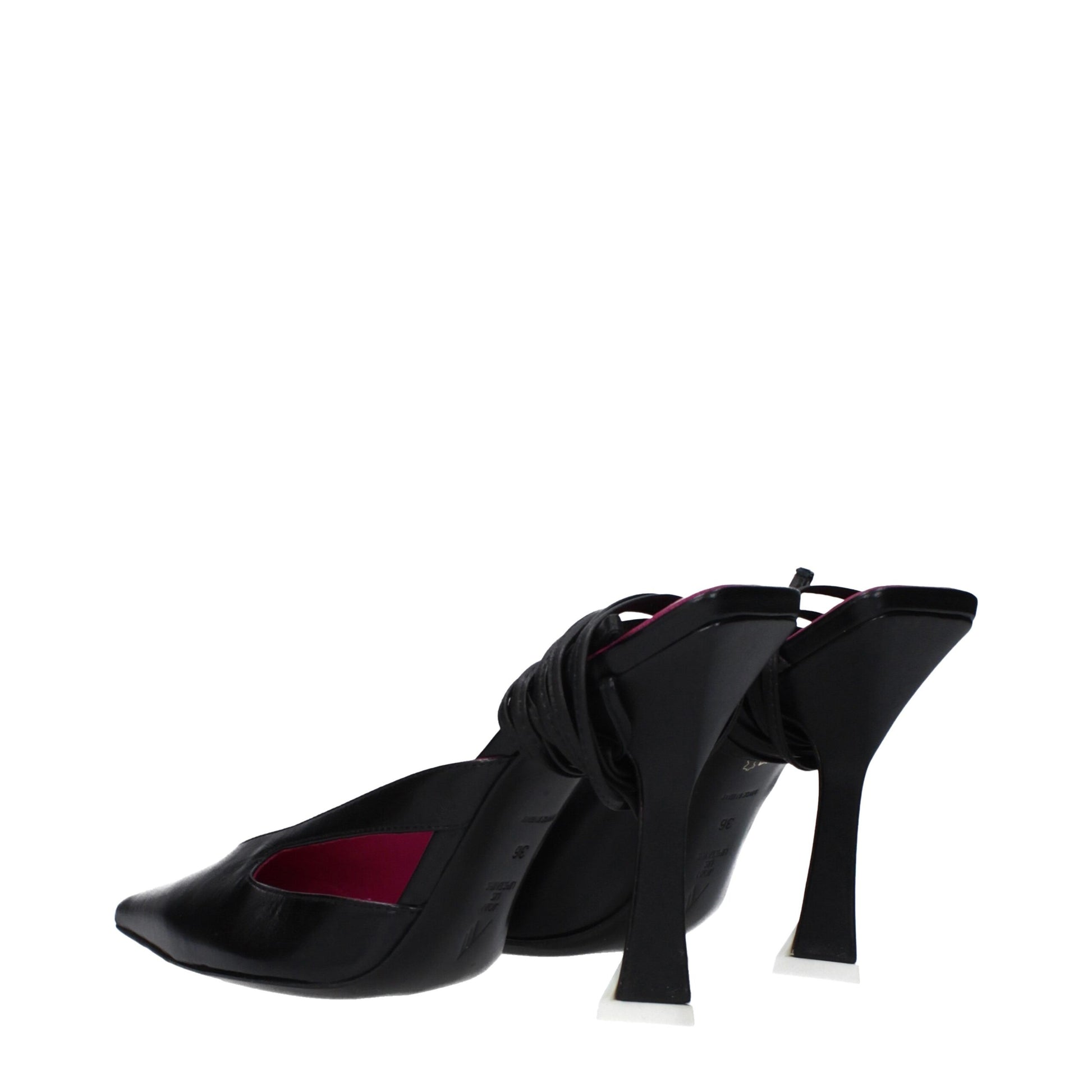 High-Heel Lace-Up Sandals by The Attico for women in leather black presents a sculptural silhouette, showcasing the Women's Leather High-Heel Lace-Up Sandals design with a sculptural high-heel 10-5-cm-heel and for a premium look.