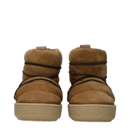Flat Ankle Boots by Isabel Marant for women in suede leather & rubber brown features an dynamic silhouette, showcasing the dynamic Women's Suede Leather & Rubber Flat Ankle Boots design with its distinctive flat and elegant round toe style.