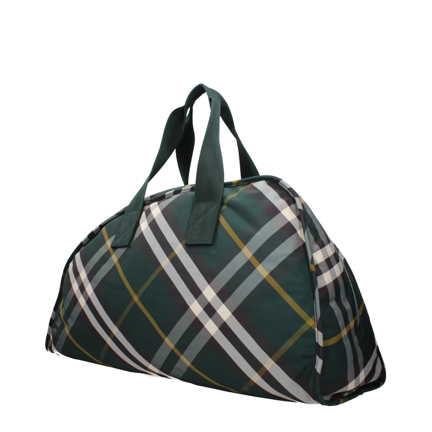 Travel Duffel Bag by Burberry for men in fabric green, silver & print features a refined Fabric Travel Duffel Bag design with a secure zipper, ample internal-pockets, and versatile handle for a refined aesthetic.