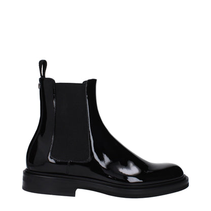 Flat Ankle Boots by Dolce & Gabbana for men in patent leather black & silver features an avant-garde Men's Patent Leather Flat Ankle Boots silhouette, defined by a sophisticated flat and a avant-garde .