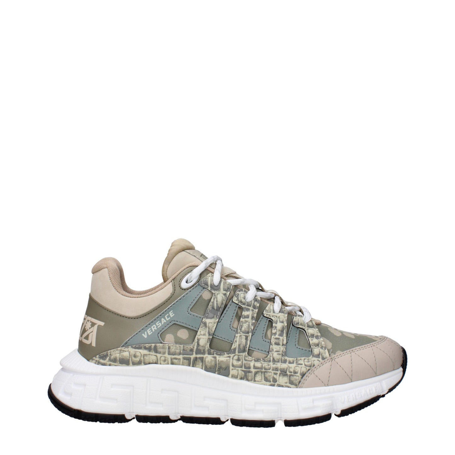 Sneakers by Versace for men in rubber & fabric green features an timeless silhouette from the Men's Casual Rubber & Fabric Sneakers collection, showcasing a signature casual style with an timeless finish.