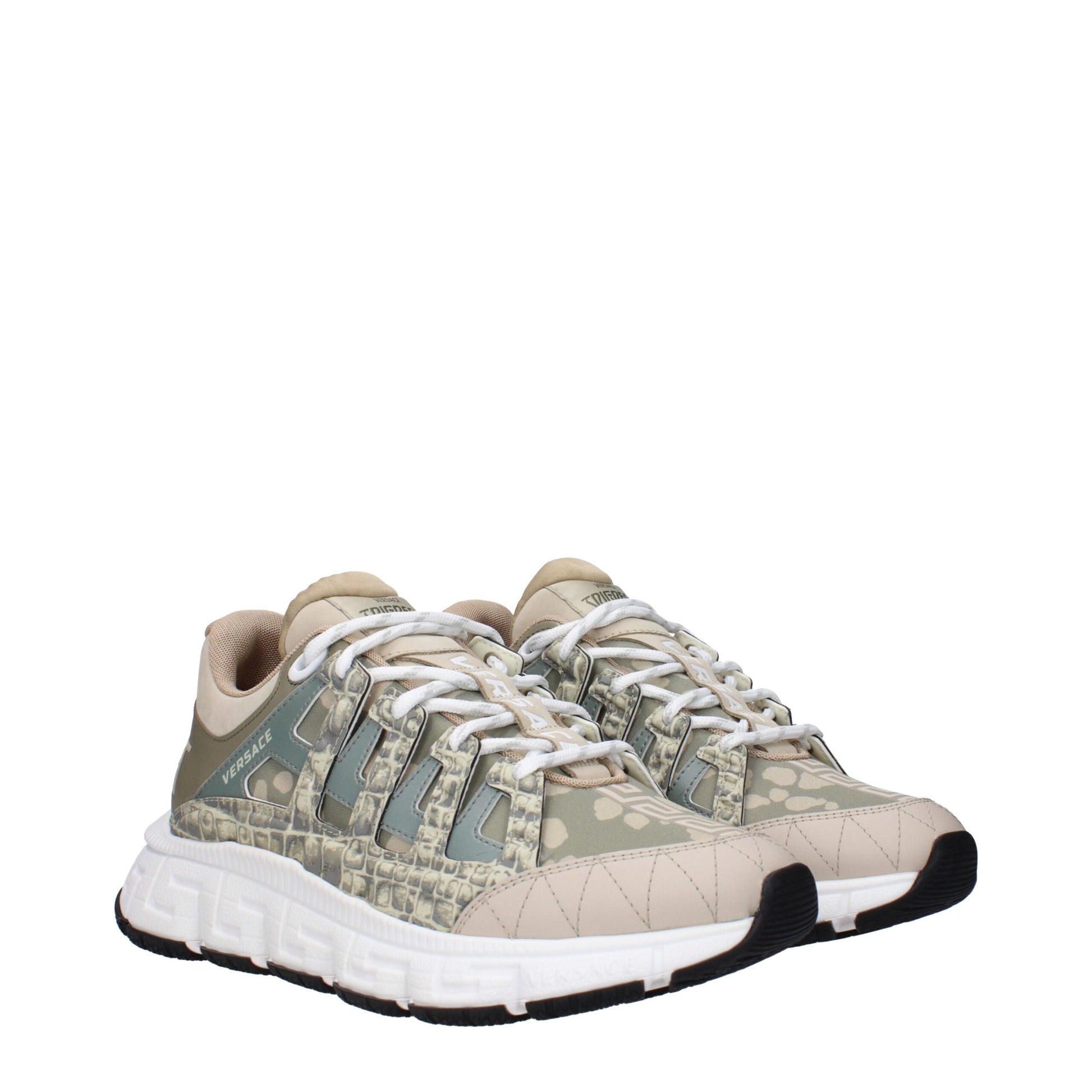 Sneakers by Versace for men in rubber & fabric green features an fashionable silhouette, showcasing the premium Men's Casual Rubber & Fabric Sneakers in a fashionable casual style that offers a fashionable finish for refined style.