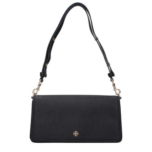 Tory Burch Leather Small Shoulder Bag - Black Gold